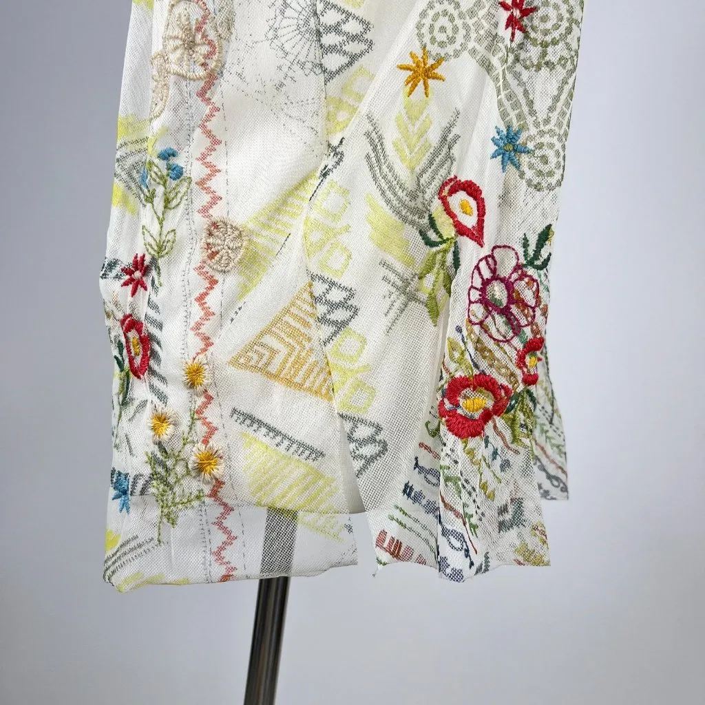 NWOT Johnny Was Merida Mesh Floral Flowers Sheer Embroidered Blouse Top Size S - Image 13
