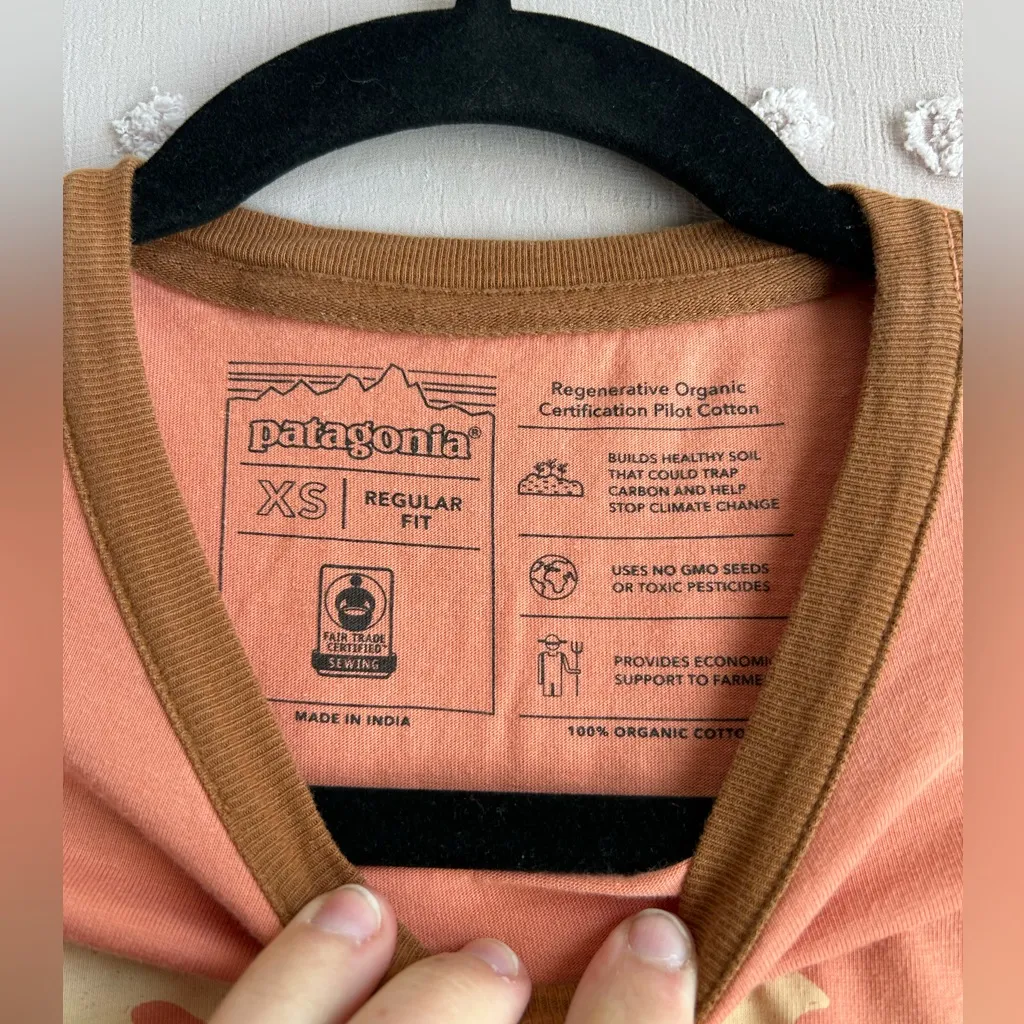 Patagonia Women’s‎ Road to Regenerative Ringer Tee Sz XS Peach Pink - Image 3