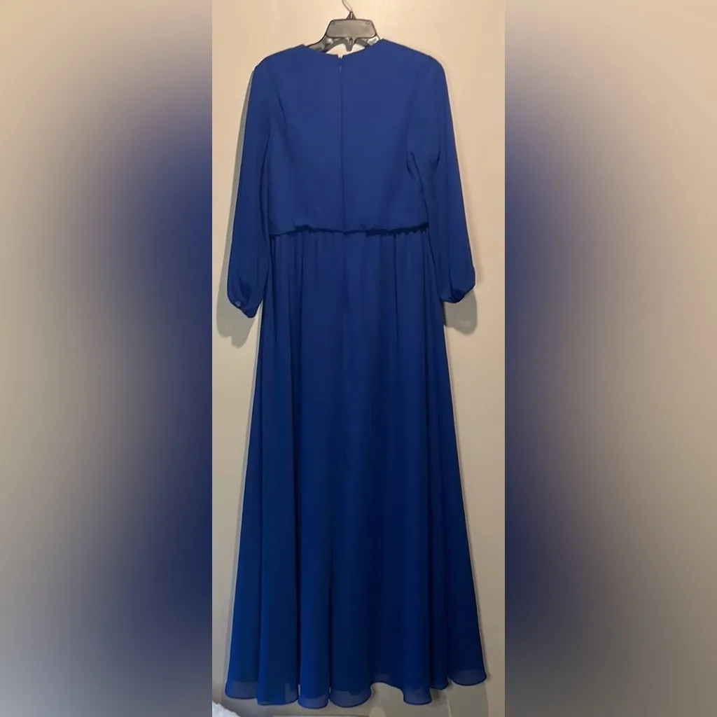 JJ’s House-NWT A-Line V-Neck Floor-Length Chiffon Formal Dress Royal Blue Size 6 - Image 4
