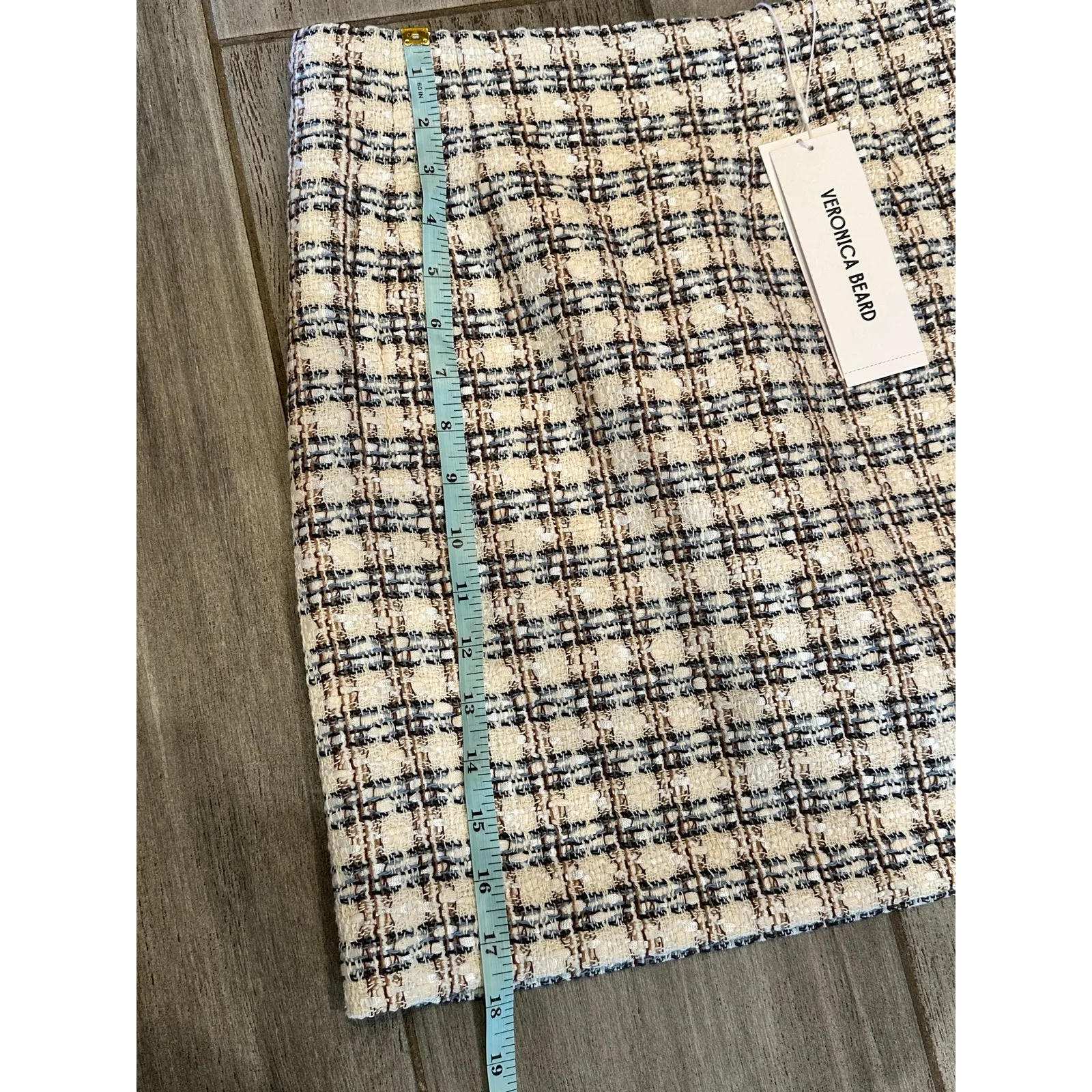 NEW NWT Veronica Beard Roman Skirt Ivory/ Camel Tweed Size 2 - Image 8