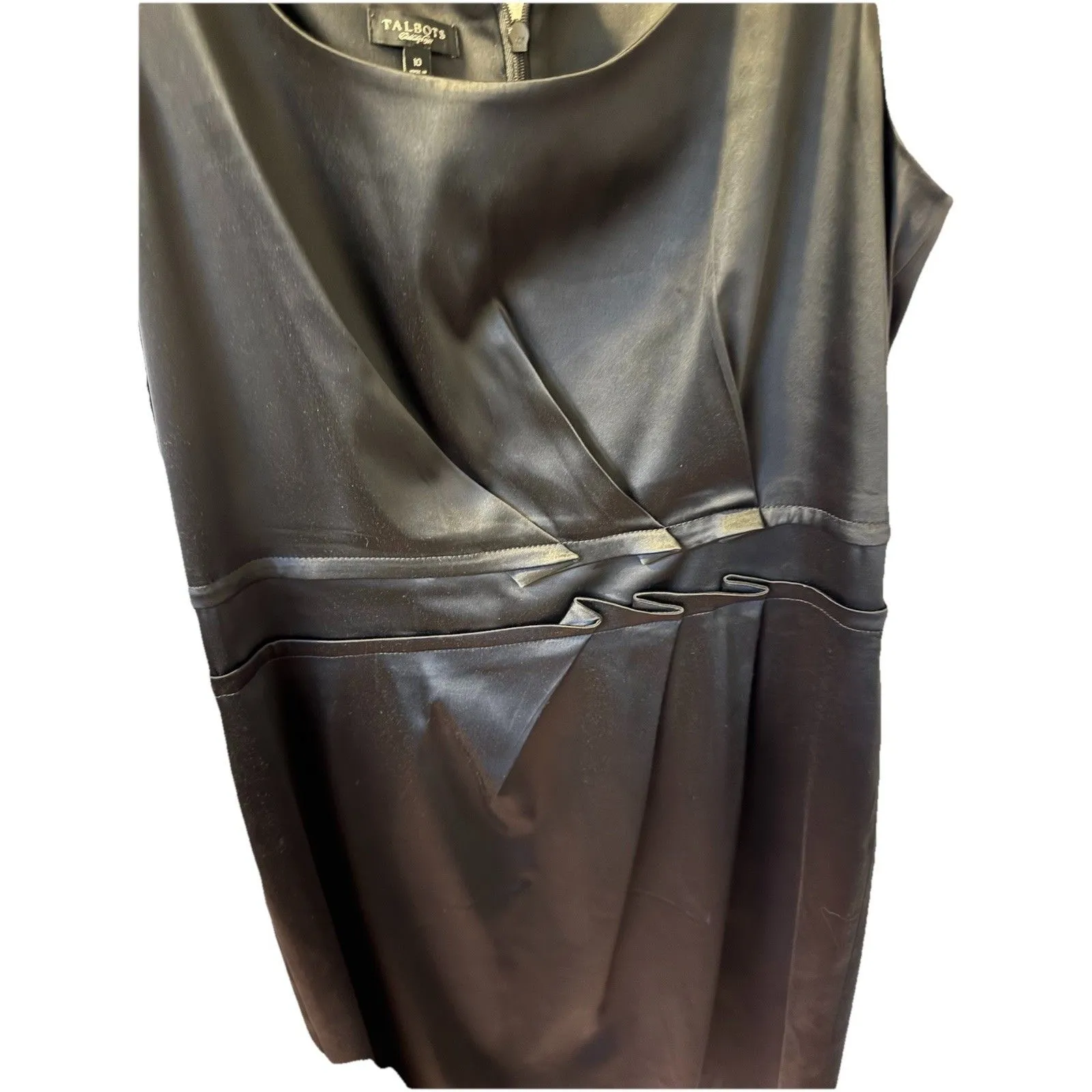 Talbots Satin Sleeveless Sheath Cocktail Party Holiday Midi Dress Size 10 - Image 4