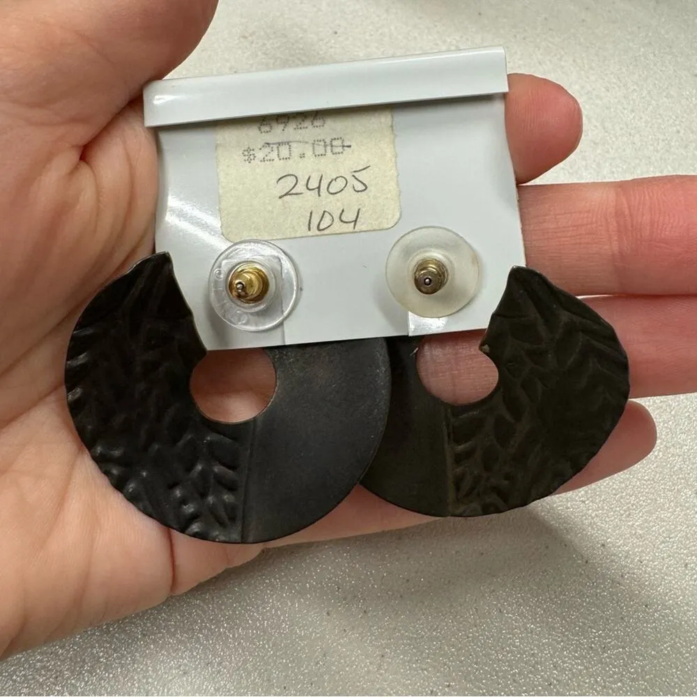 Vintage 1990s Edgar Berebi Peach & Bronze Tone Chunky Stud Earrings New Gold - Image 6