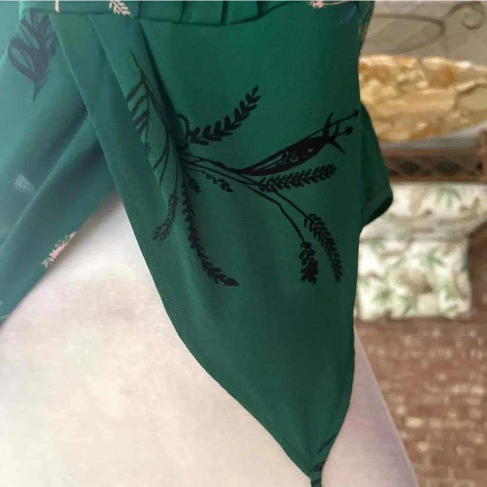 Leith Tank Top Green Floral Asymmetrical Hem Camisole XXL Garden Dressy Party - Image 4