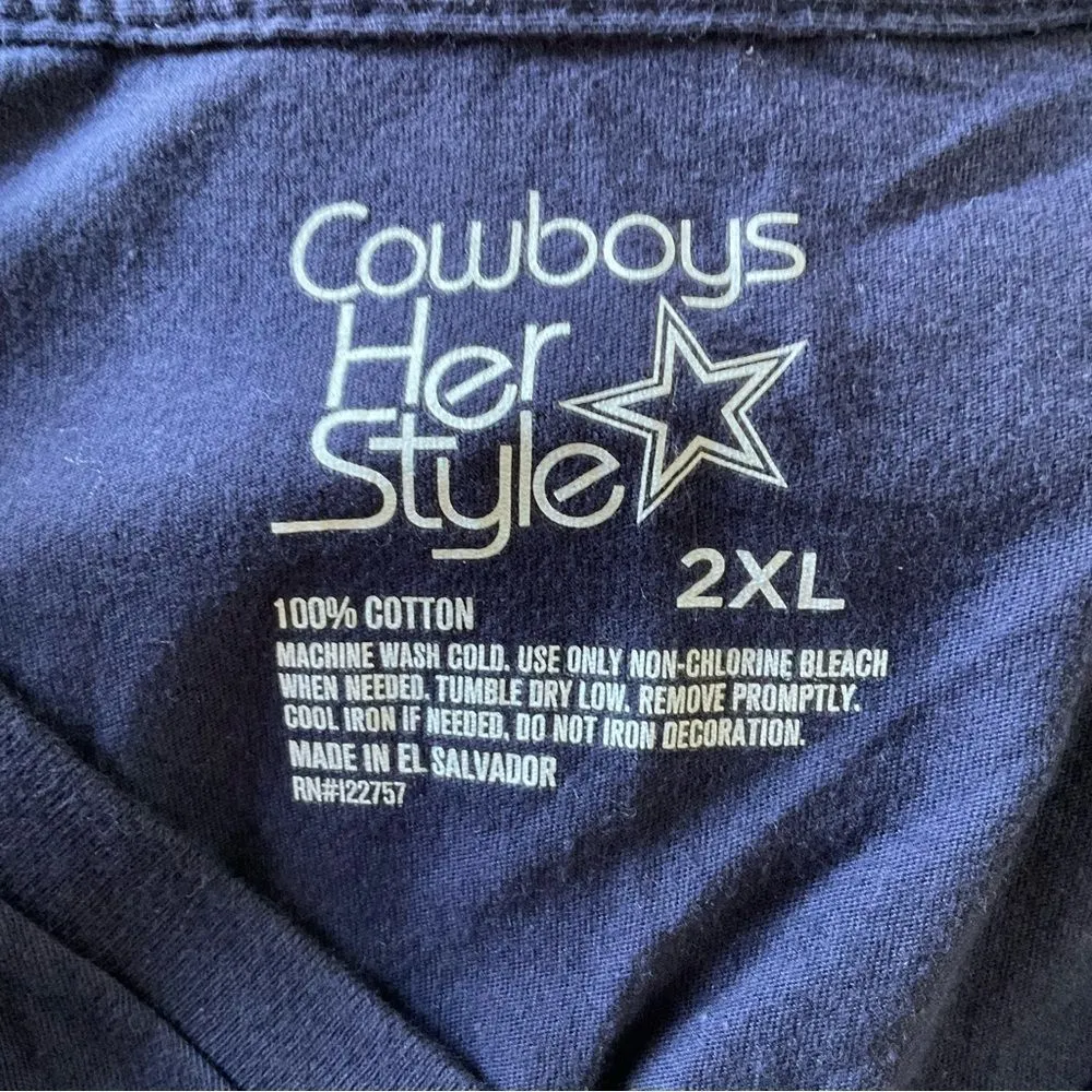 Her Style Dallas Cowboys Blue Floral Print Short Sleeve T - Image 4