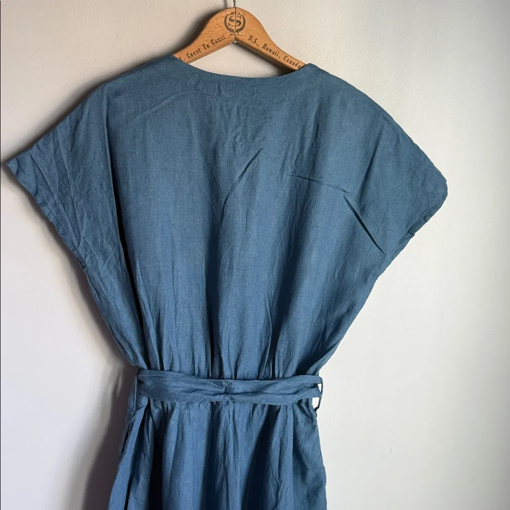 Not Perfect Linen Sydney Dress Blue Size M - Image 6