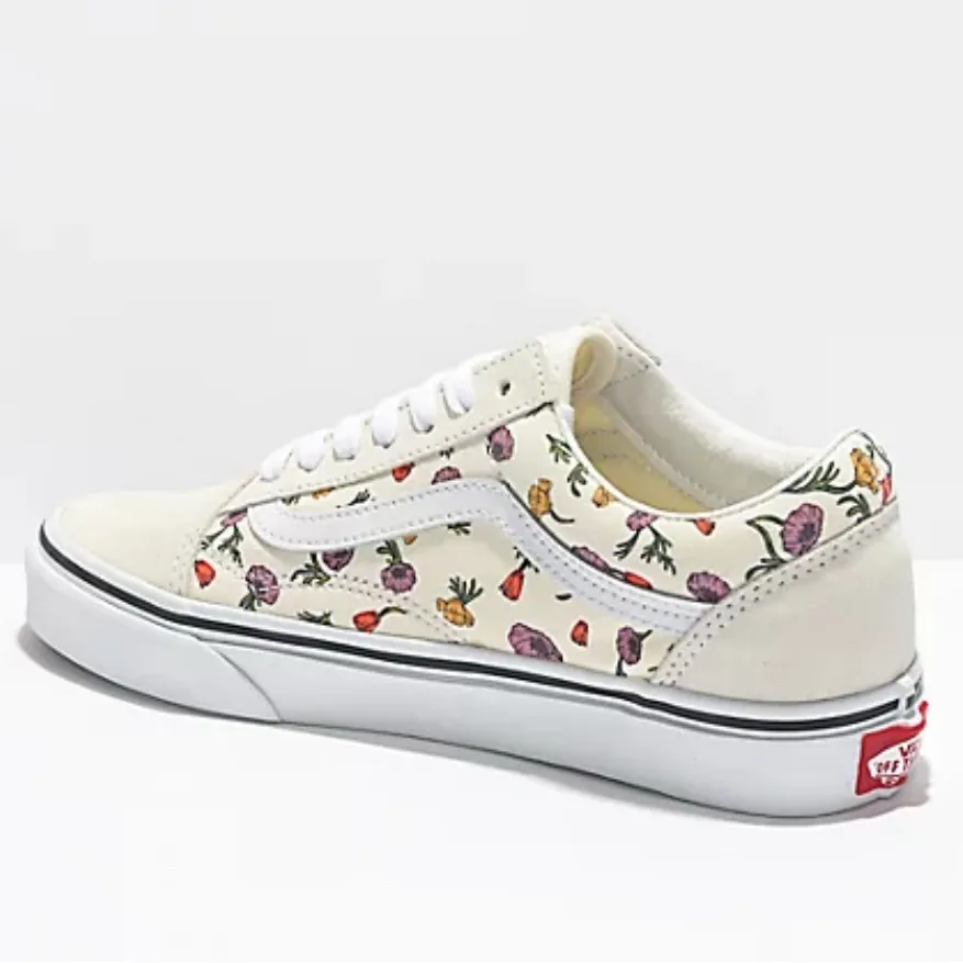Vans Old Skool Poppy Floral Cream Skate Canvas Sneakers Size 6W / 4.5Men - Image 2
