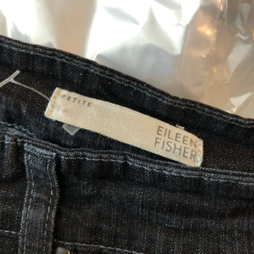 Eileen Fisher Petite Black Stretch Jeans Organic Cotton Skinny Fit 4P - Image 3