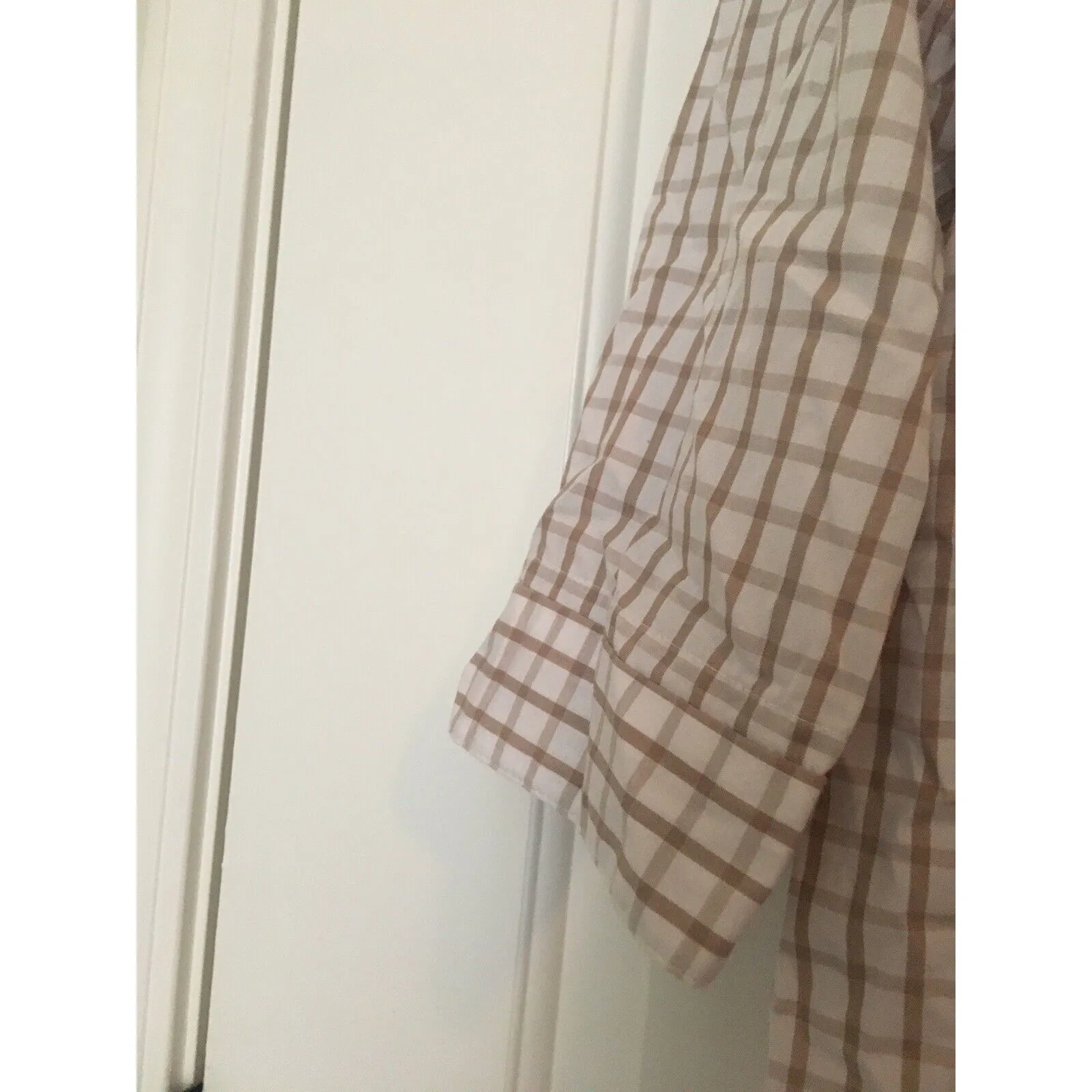 Allison Daley Women's Brown White Check Button Up Shirt 3/4 Sleeve Size 10 - Image 3