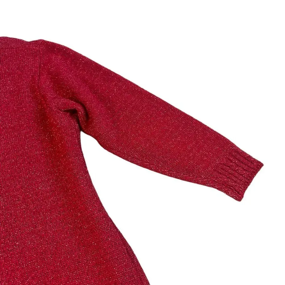 Diane Von Furstenberg The Color Authority Red Glitter Sweater Pullover Small - Image 9