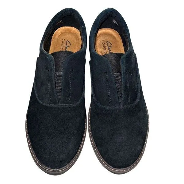 Clarks Womens Airabell Sky Suede Slip On Wedge Platform Shoes Black Size‎ 8.5 - Image 4