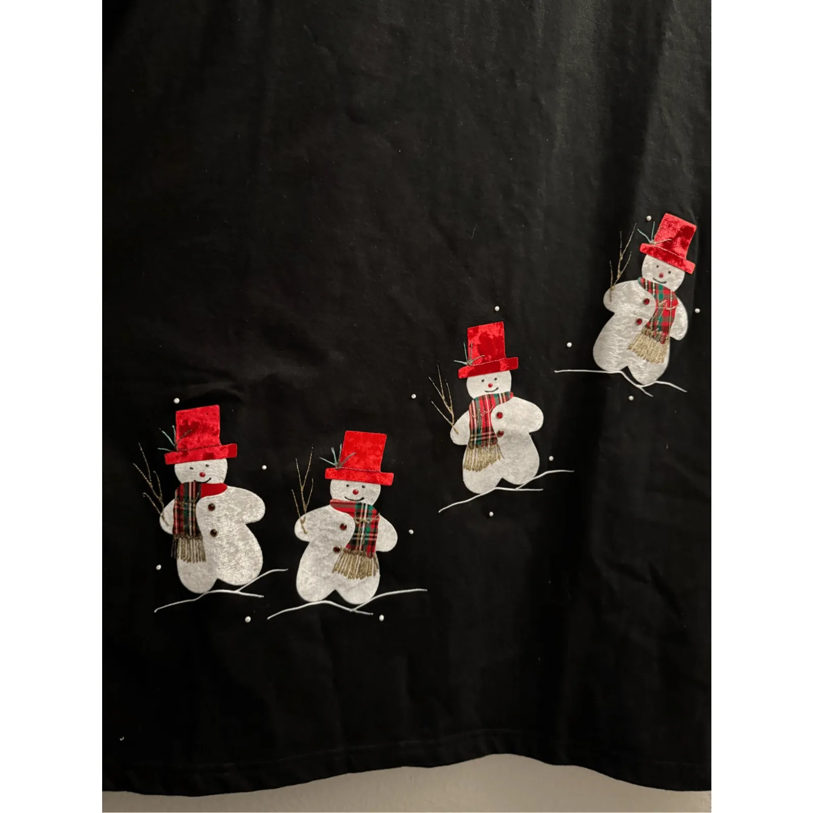 Vintage Karla Marie Applique Snowman Maxi Dress Black Slit Hem Size 2X - Image 5