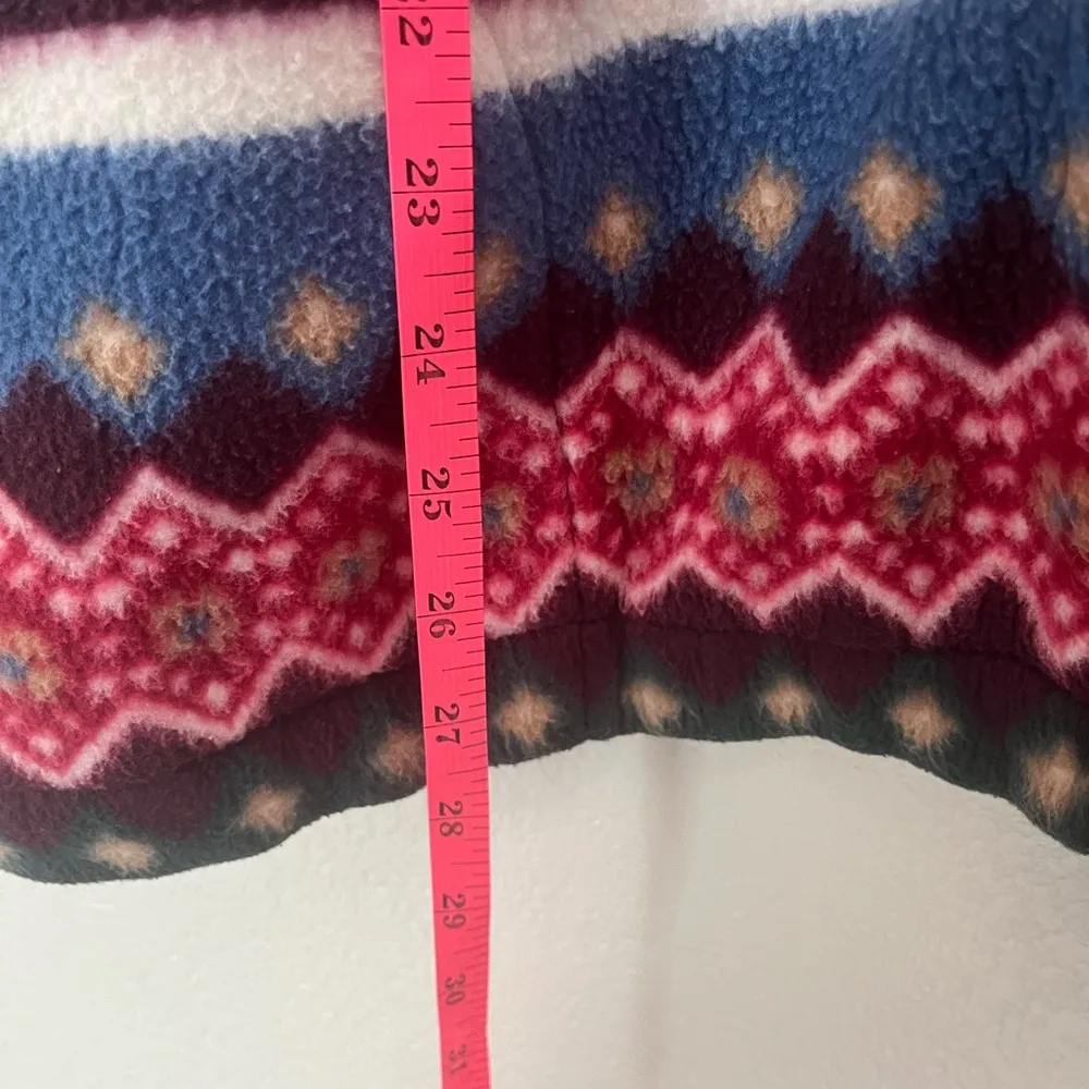 Alfred Dunner Vintage Fair Isle Fleece Jacket Sweater Size L Winter Christmas - Image 5