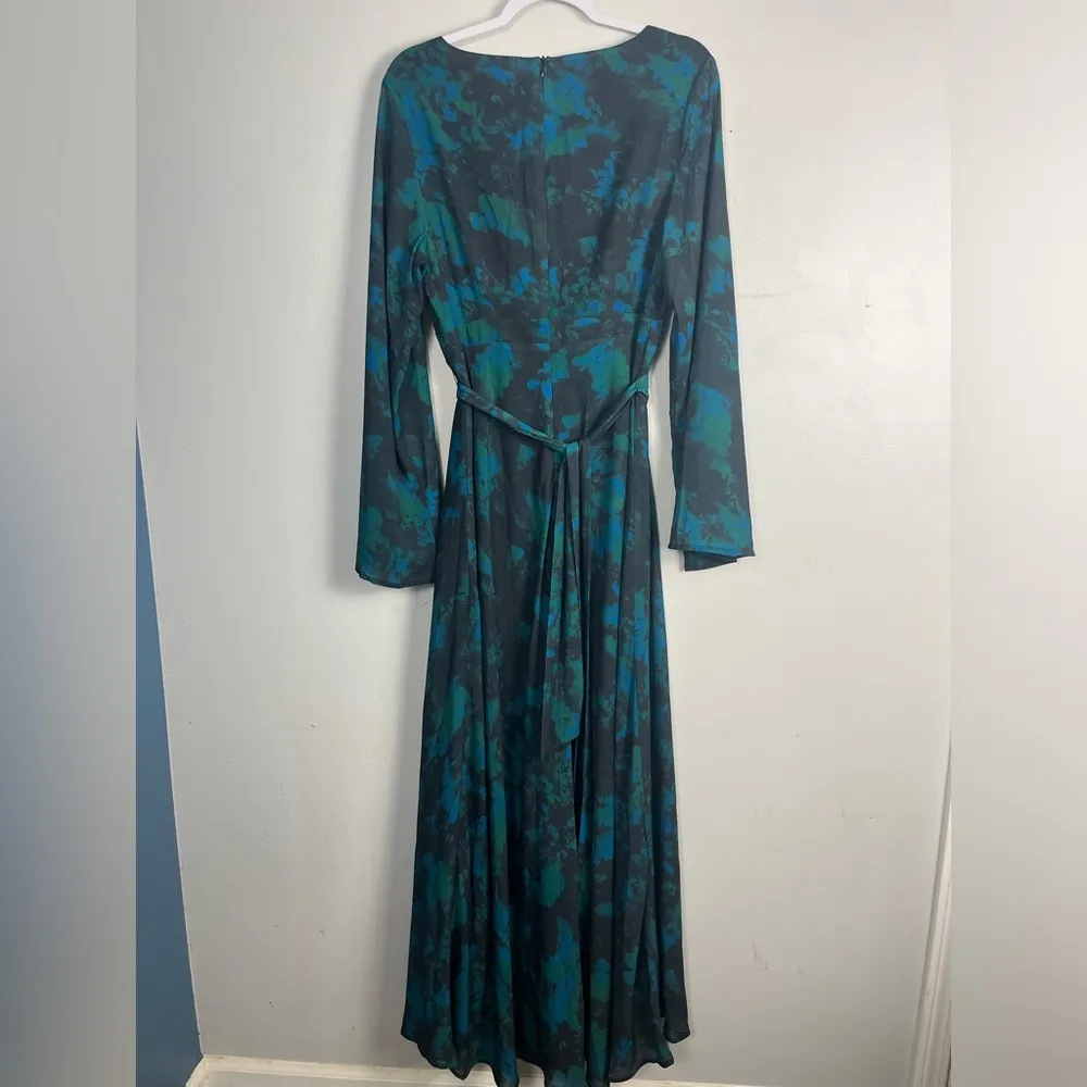 New ShowPo MIRSKI MIDI DRESS TIE WAIST FLARED SLEEVE DRESS IN JEWEL BLUR s 10 Blue - Image 5