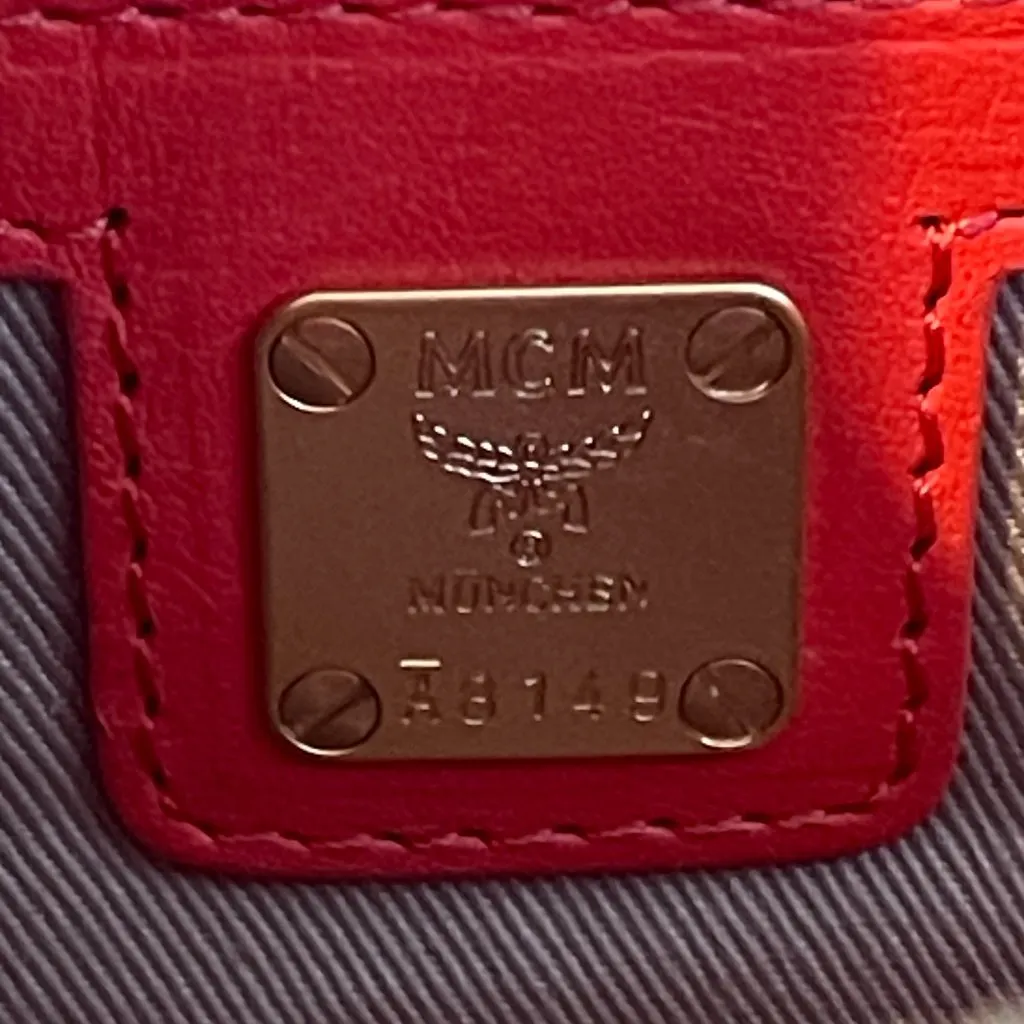 MCM 2-Way Red Leather Top Handle Shoulder Bag - Preowned - Image 16