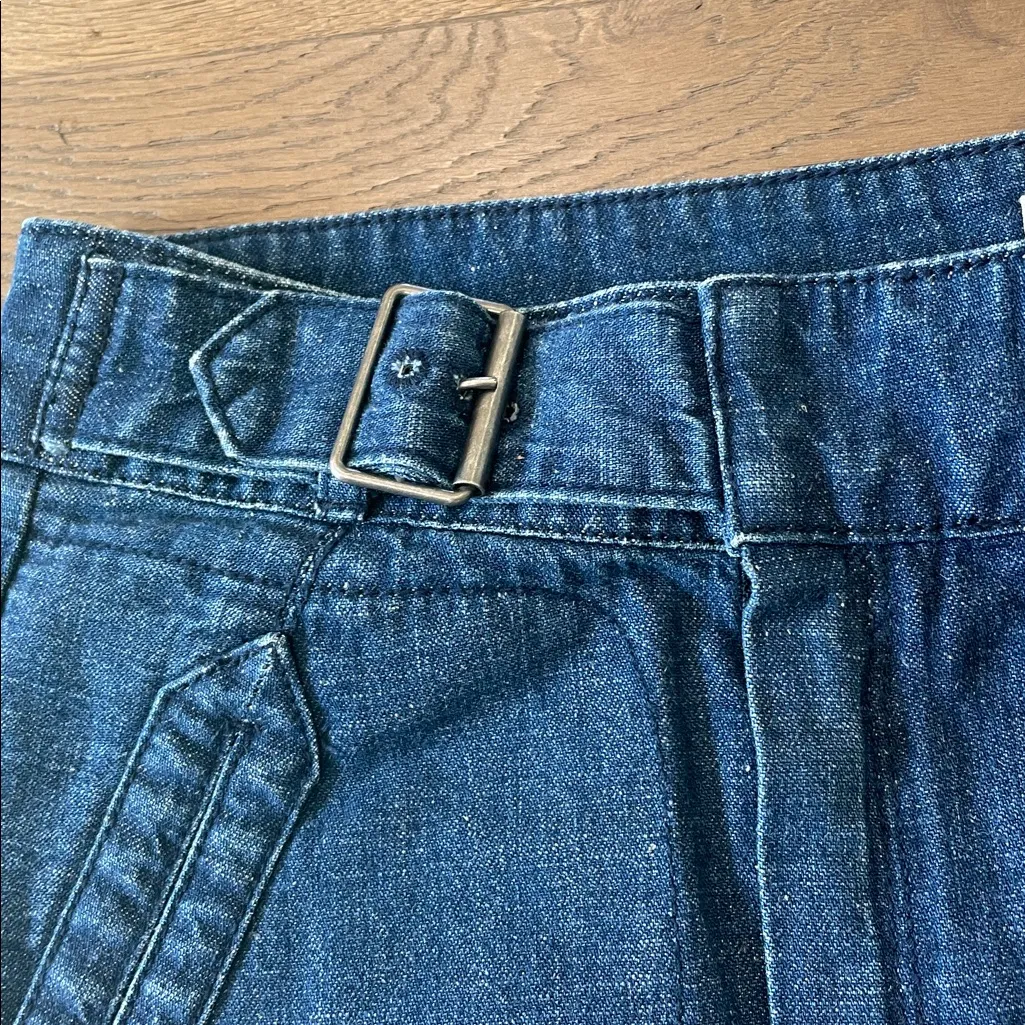 J. Crew A-Line Zip Front Buckle Midi Long Denim Jean Skirt Cotton Linen Blend 14 - Image 8