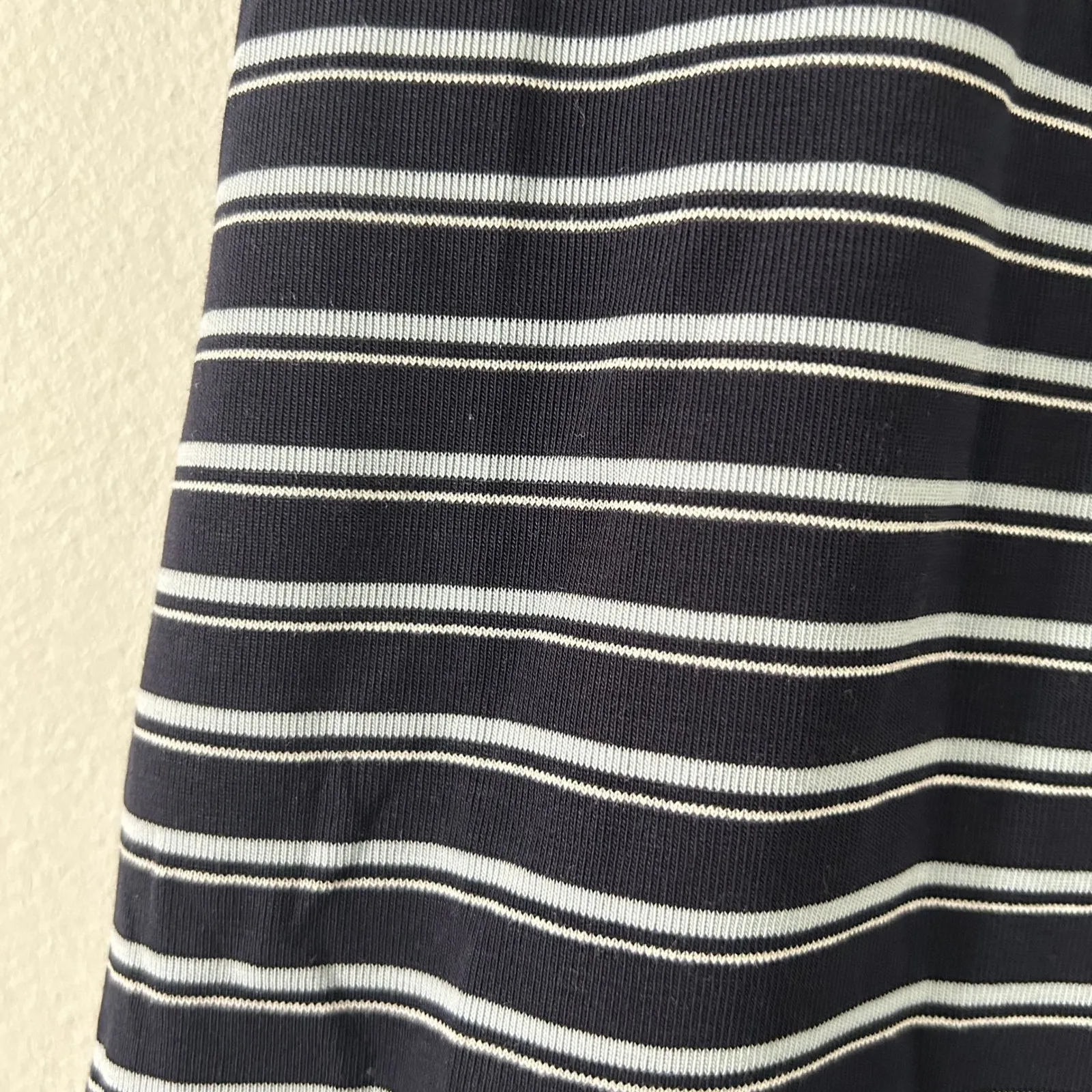 OGL Women's Low Rise Folded Waist Navy White Striped Midi Skirt S Small New Blue - Image 5