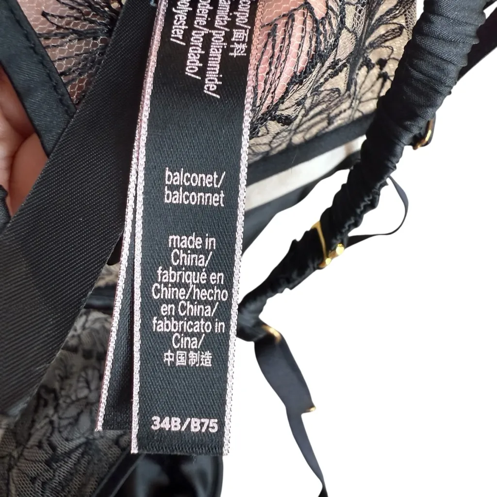 Victoria’s Secret Size 34B Bustier Balconette Bra Black Lace Lingerie‎ Corset - Image 6