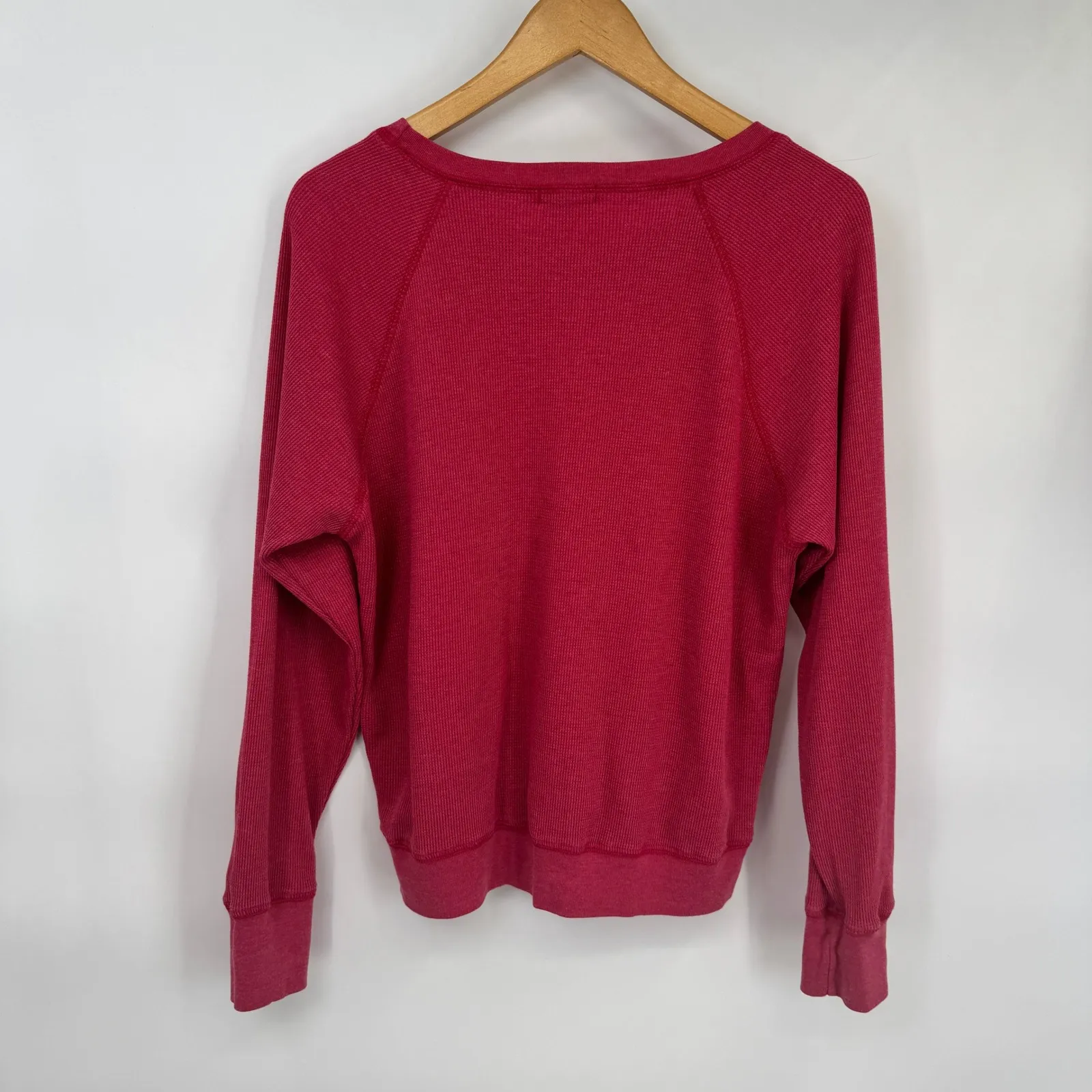 SUNDRY FOR EVEREVE Pink Waffle Knit Long Sleeve Sweatshirt Top Womens 1 Small - Image 7