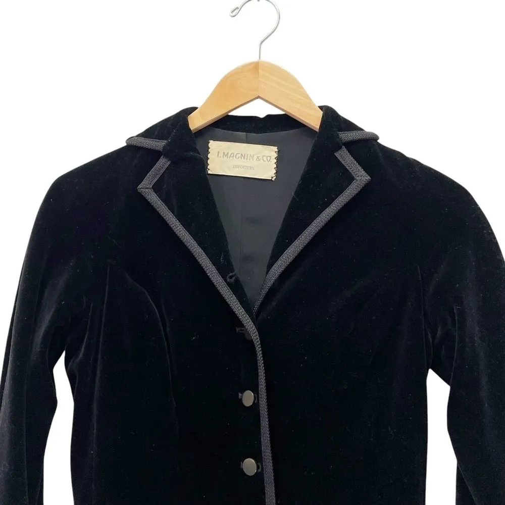 Vintage I. Magnin & Co. Black Velvet Blazer Size Small 4/6 - Image 8
