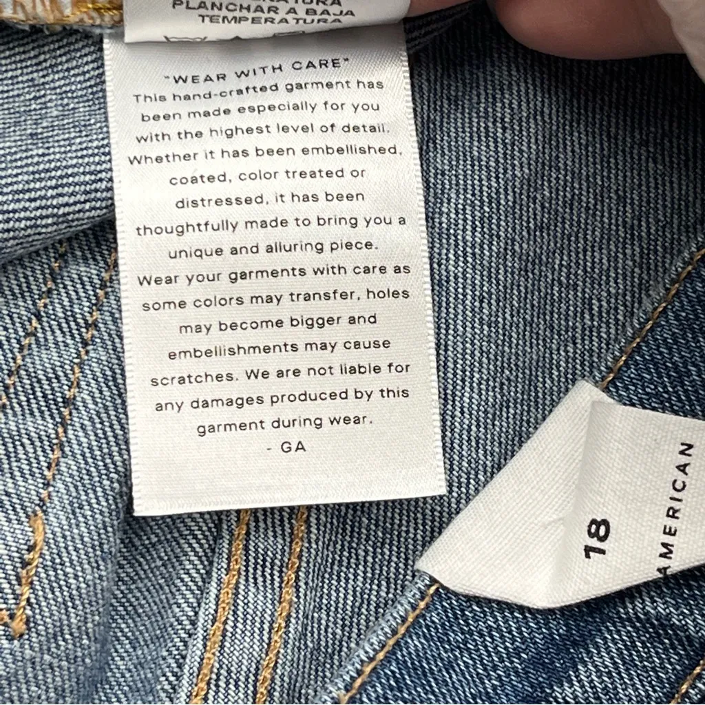 Good American Good 90s Blue Denim Cut-Off Jean Short Women Size‎ 18 / 42 NEW - Image 4