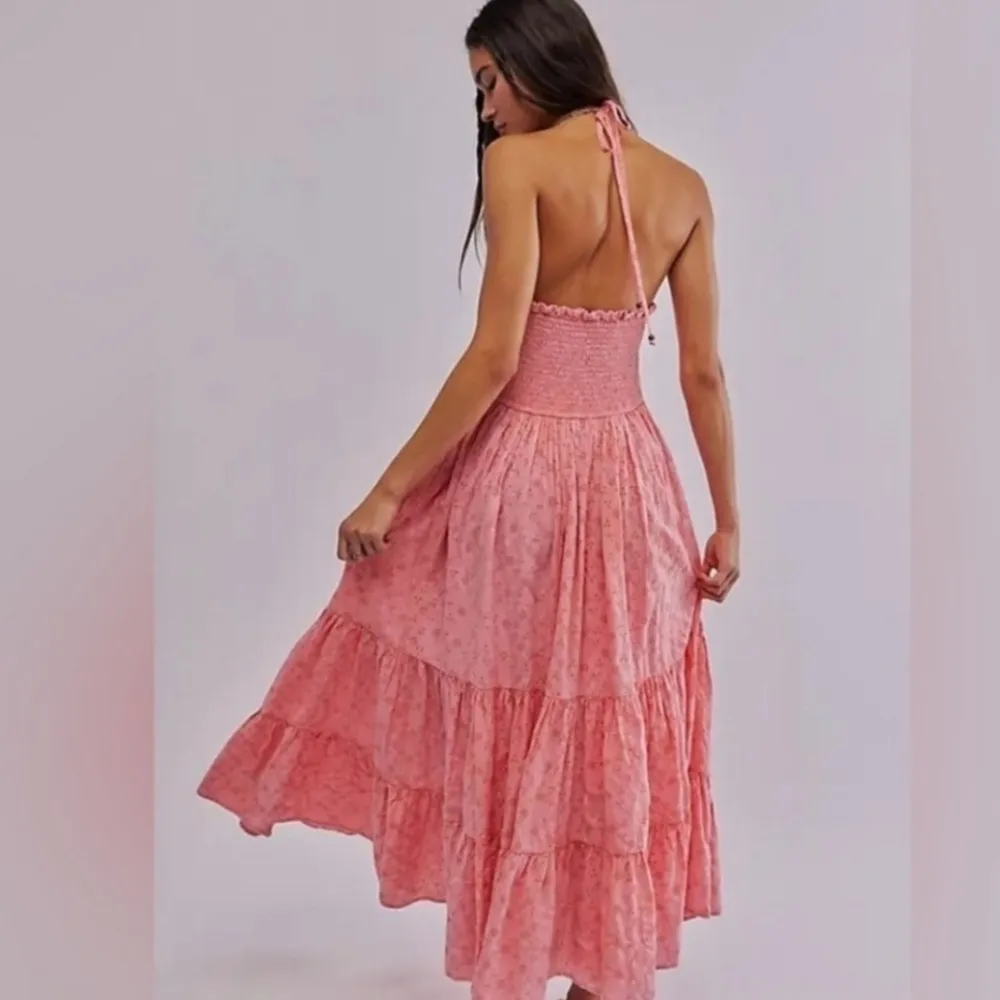 Free People dress NEW Pintuck Paradise Maxi pink burnout eyelet floral - Image 5