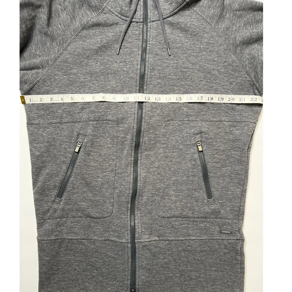 Athleta Charcoal Gray Stronger Longer Drawstring Jacket Hoodie Sz S - Image 6