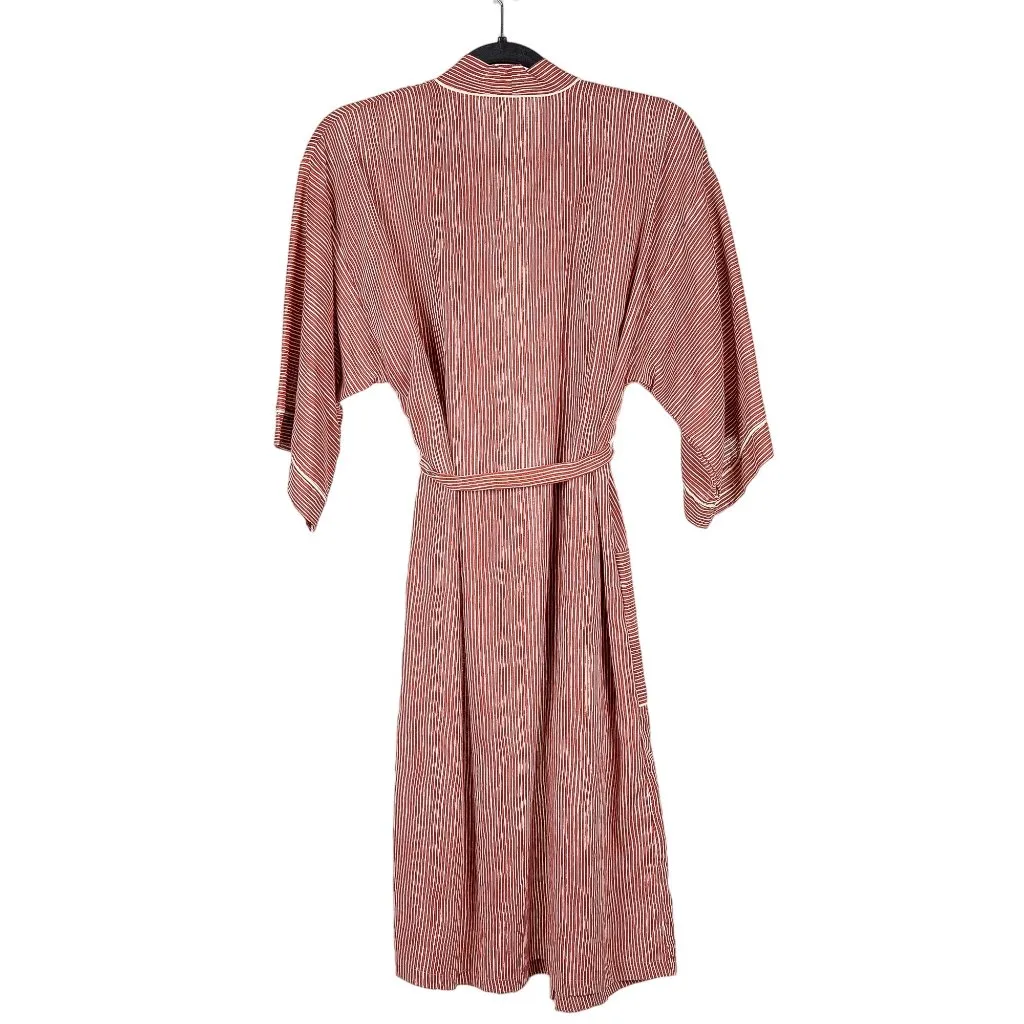 Fashions by Juli VTG Robe S Red White Striped Slumbertogs Waist Tie Avril Rayon - Image 6