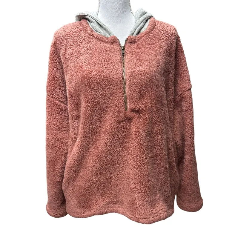 Umgee Half Zip Hooded‎ Sherpa Teddy Bear Sweatshirt Pull Over Oversize Size S - Image 2