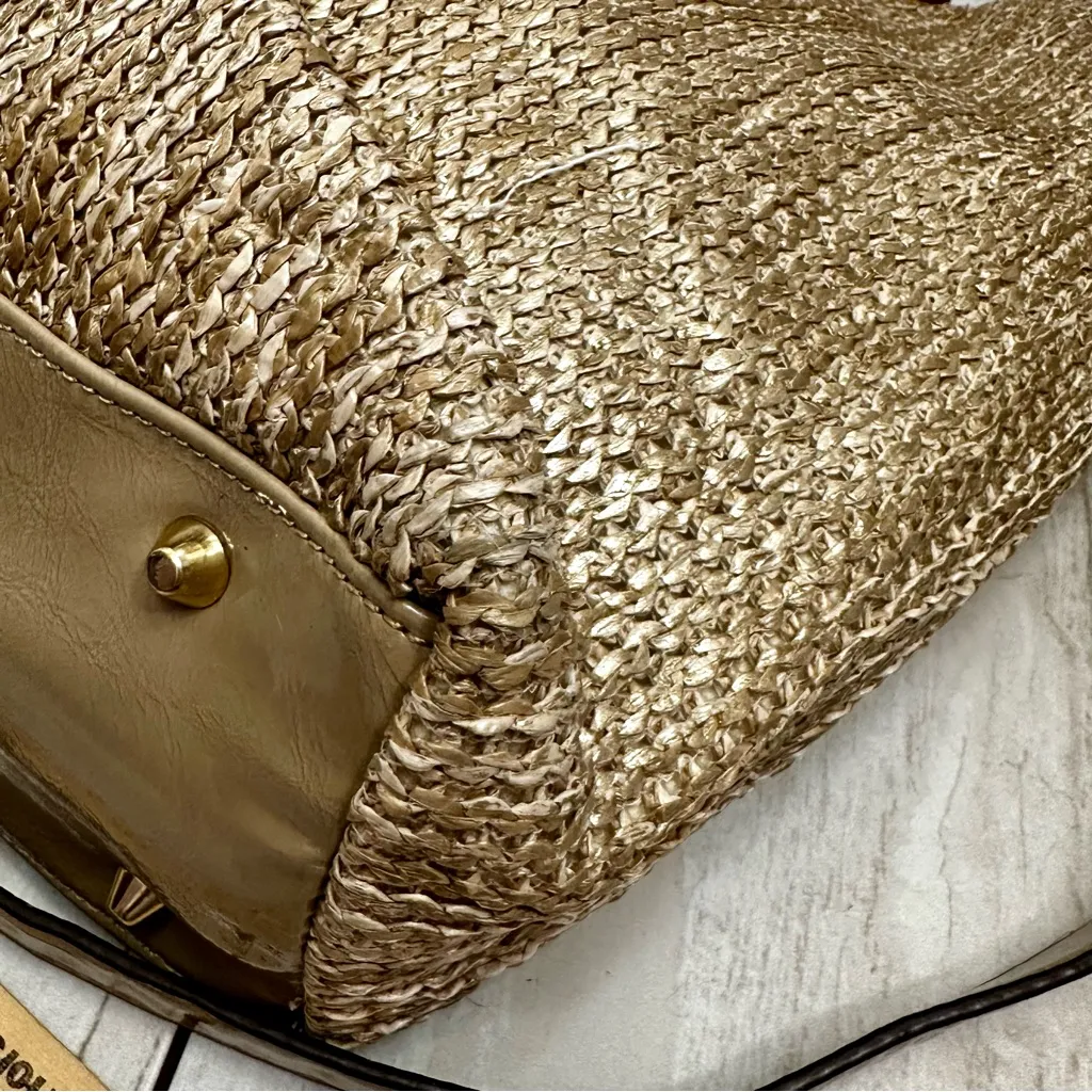 Chic Straw Raffia Woven Tote Wooden Handle Crossbody Strap Vacation Resort Wear Tan - Image 15