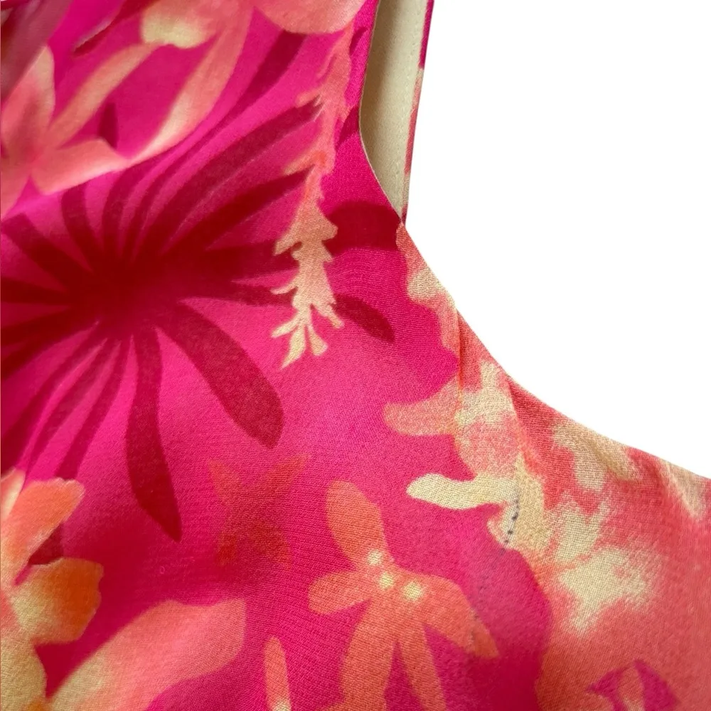 Susan Bristol Floral Sleeveless Silk Midi Dress Lined Asymmetrical Hem Womens 6 - Image 10