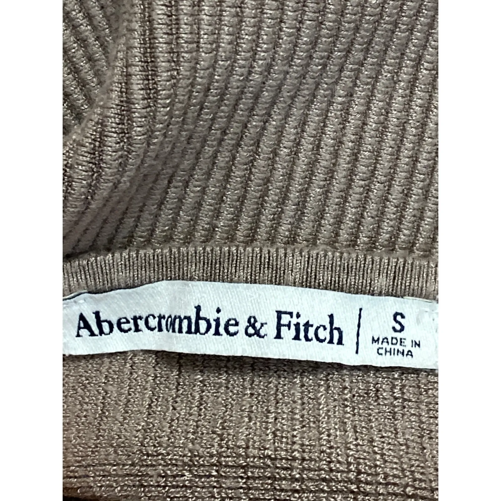 Abercrombie & Fitch Beige Ribbed Knit High Neck Sleeveless Sweater Tank Top S - Image 3