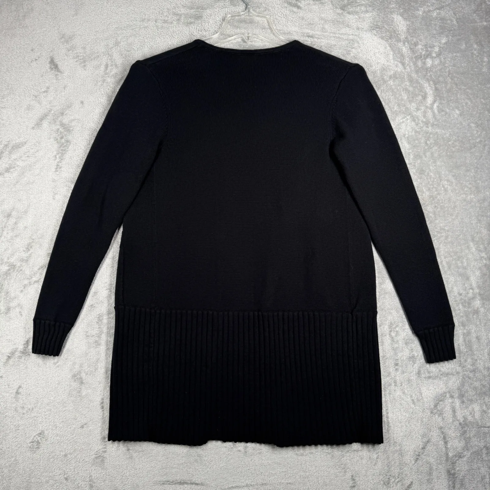 Cabi Offhand Cardigan Sweater‎ Open Front Tie Neck Pockets Knit Cotton Black XS - Image 3