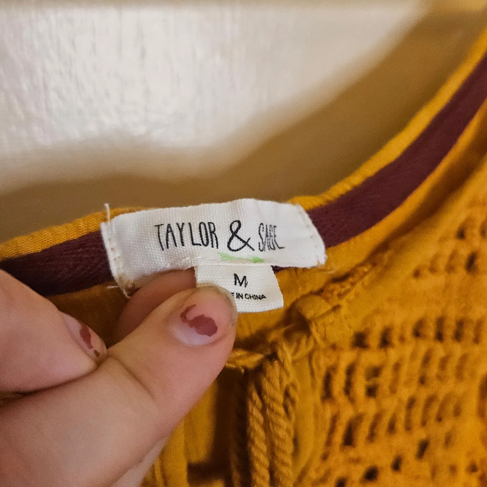 Taylor & Sage GoldenRod Orange Crochet Trumpet Sleeve Boho Indie Festival Medium - Image 4