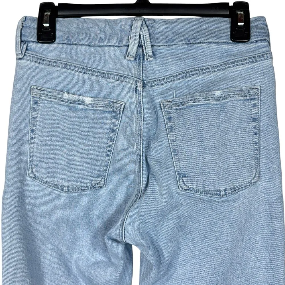 Good American SZ 4/27 Good Legs Cigarette Raw Hem Jeans Mid-Rise Light Wash Blue - Image 5