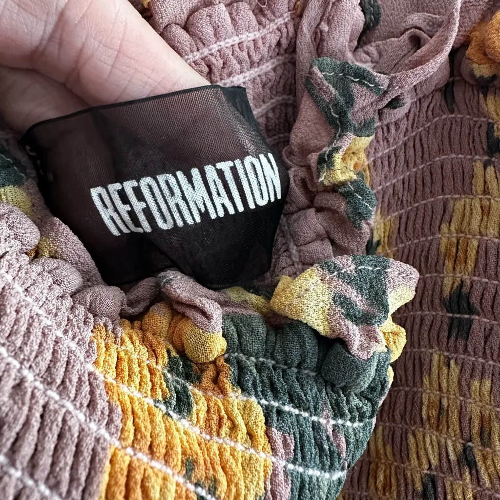 Reformation Ceylon Maxi Dress Antoinette Floral Smocked Bodice Romantic Mauve - Image 5