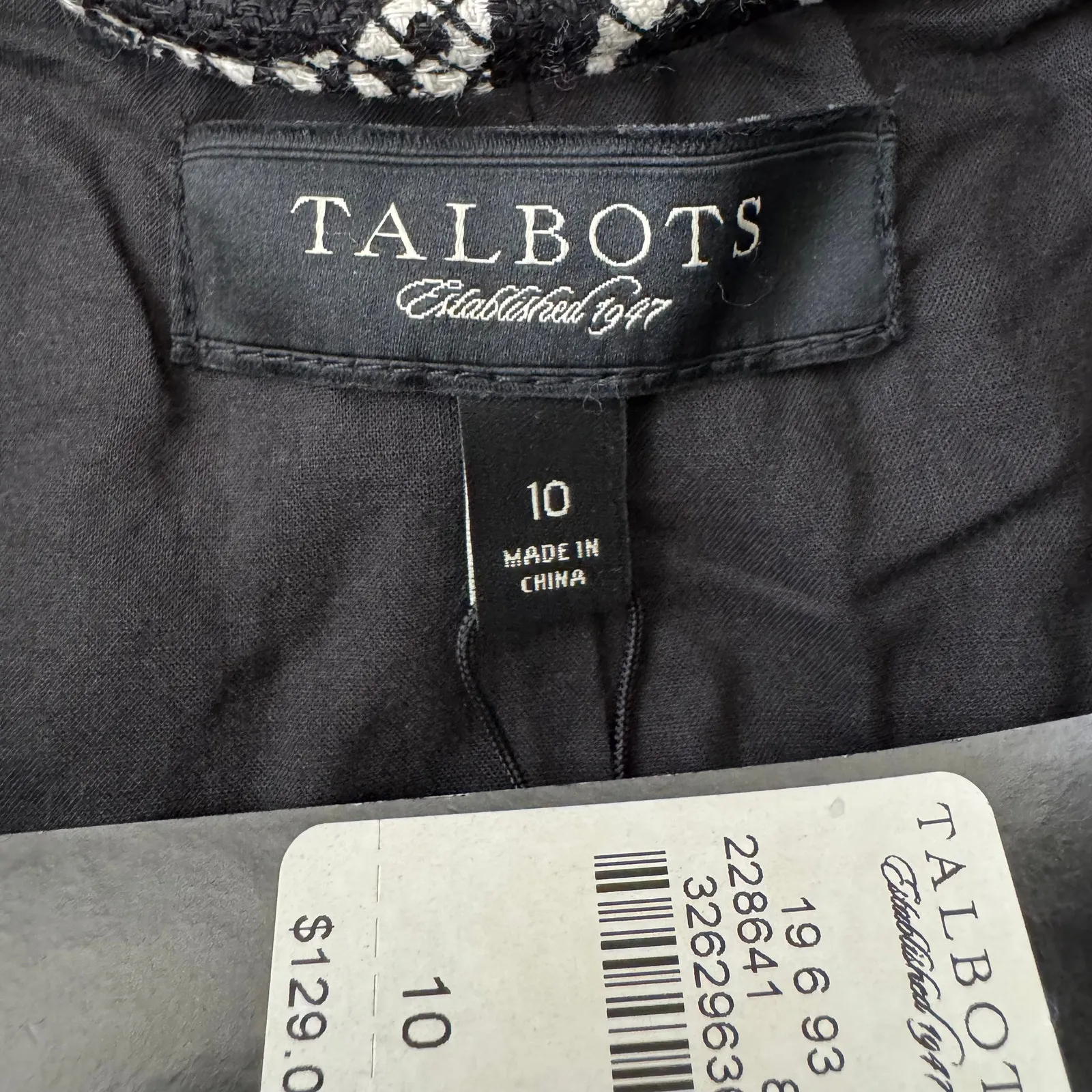 Talbots Damask Lace Floral Print Jacket Black &‎ White 3/4 Sleeves Size 10 NWT - Image 9