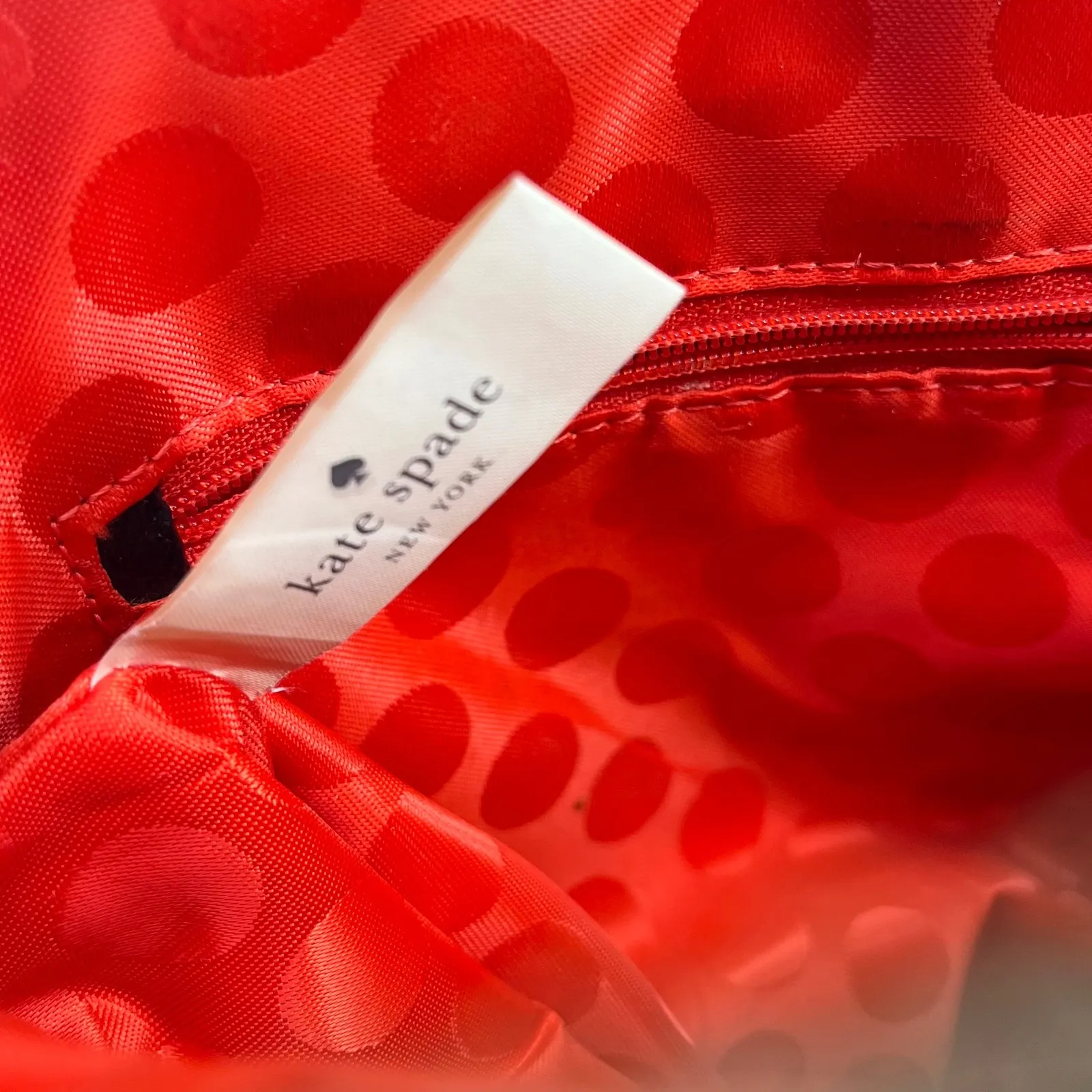 Kate Spade‎ Bow Medium Maise Kirk Park Purse Tote Black White w/ Red Interior - Image 12