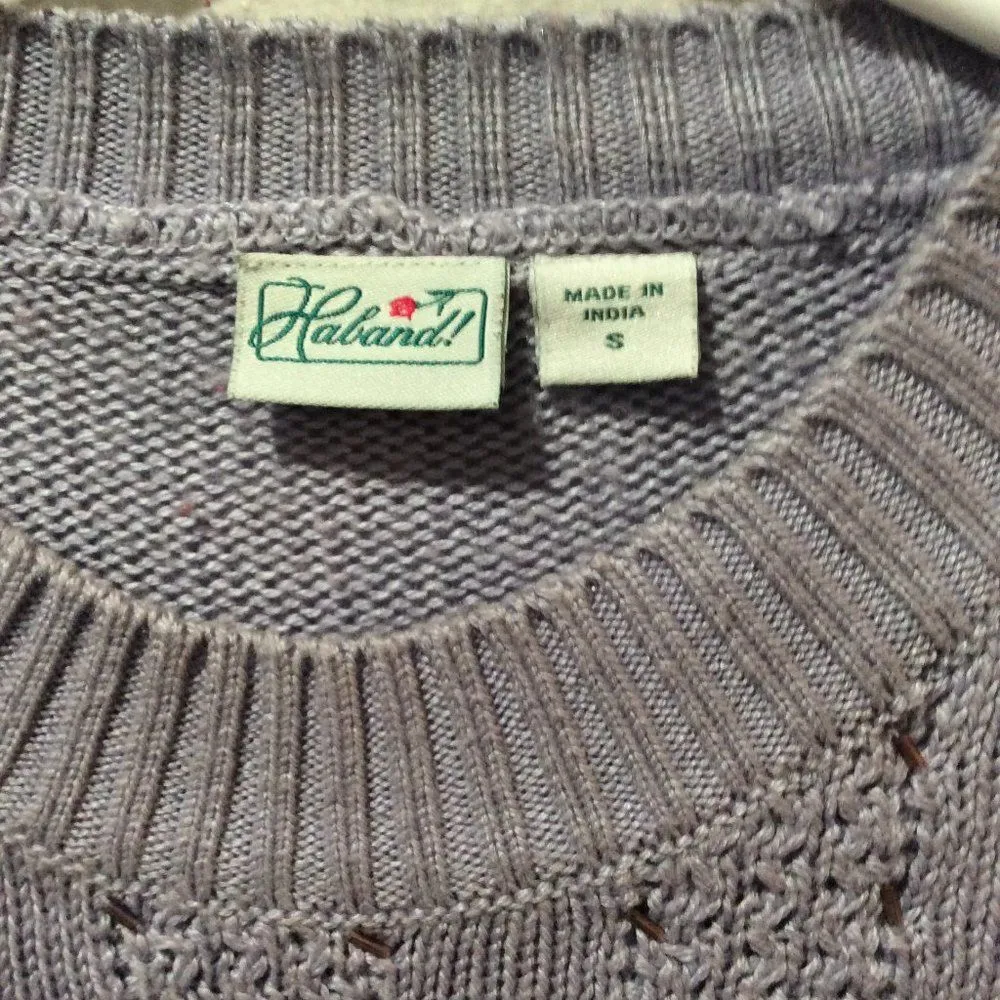 Vintage Haband grandmacore sweater embellished lavender Small S Crew neck Purple - Image 3