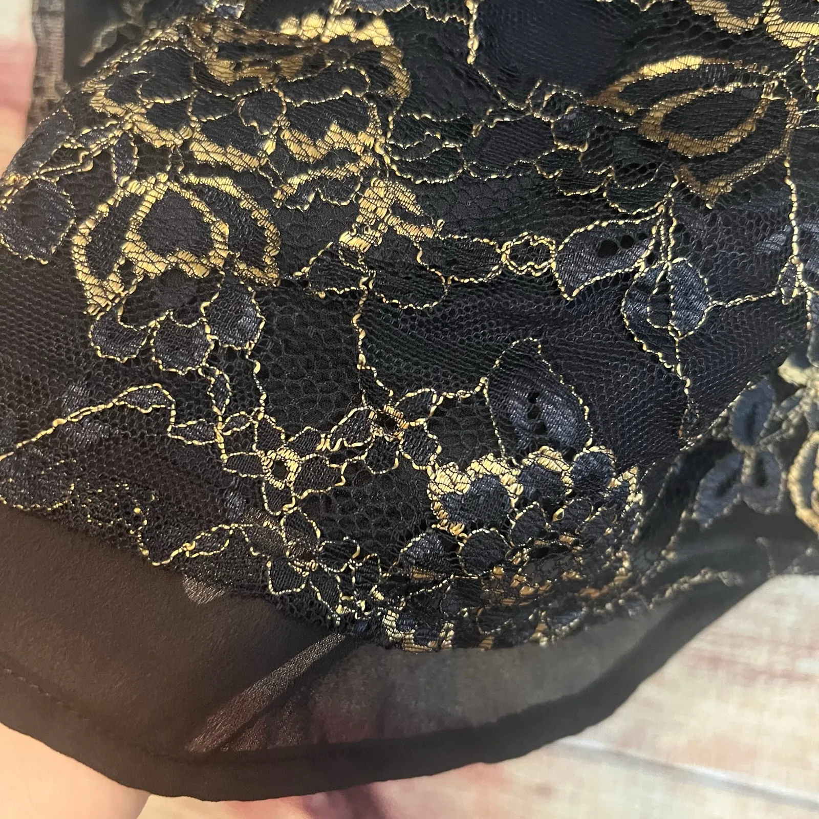 Lauren Ralph Lauren Blouse Top 8 Sleeveless Floral Gold New Year Lined Workwear - Image 3