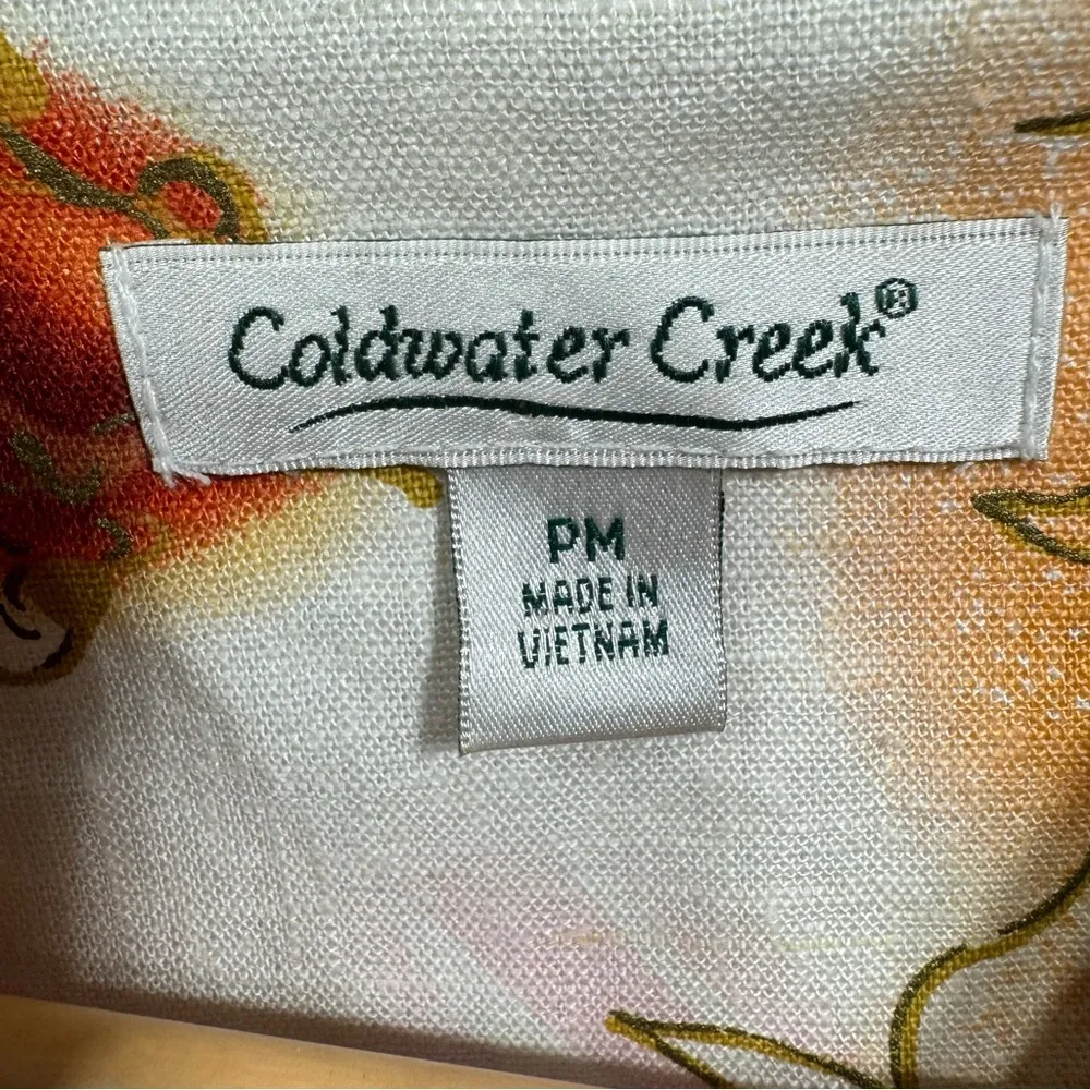 Coldwater Creek Linen Blend Tropical Floral Long Sleeve Long Blazer Jacket PM - Image 13