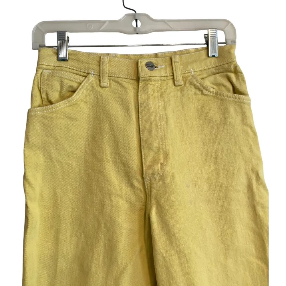Vinteage 90s Wrangler High Waist Yellow Cotton Denim Straight Leg Jeans 25x28 - Image 5
