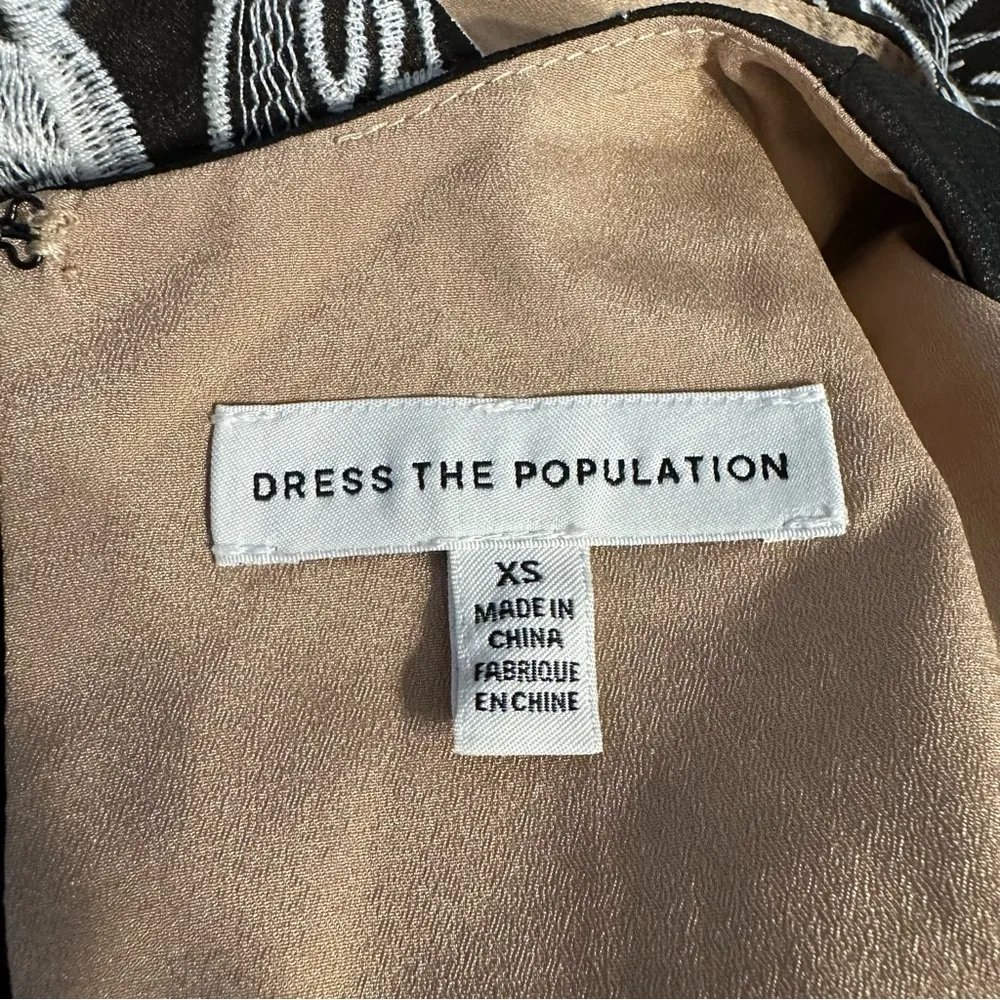 Dress the Population size XS Black Cream Floral Embroidered Dress Sleeveless - Image 8