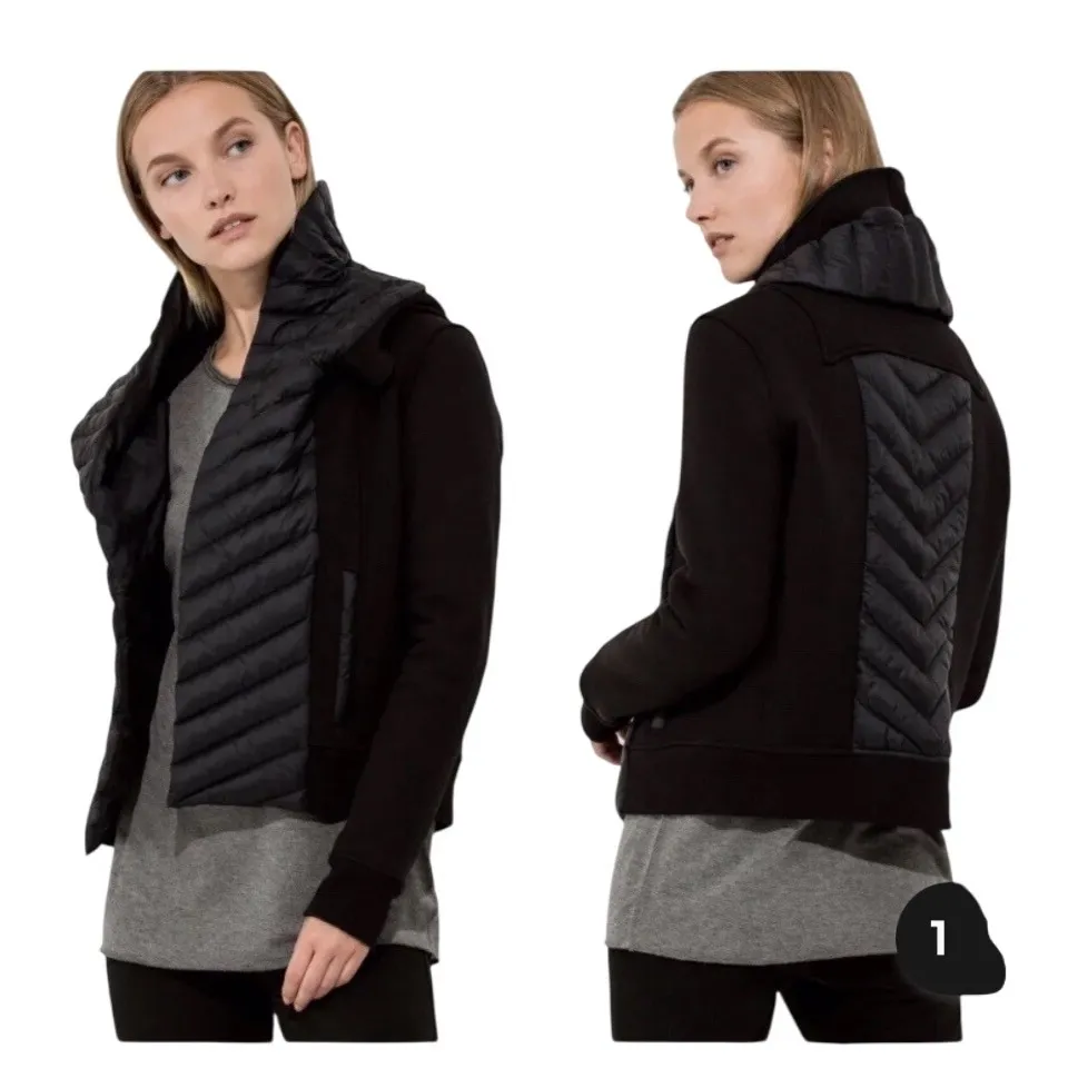 Kit & Ace Black Ella Wrap Cashmere Down Quilted Convertible Collar Jacket Coat Size 4 - Image 2