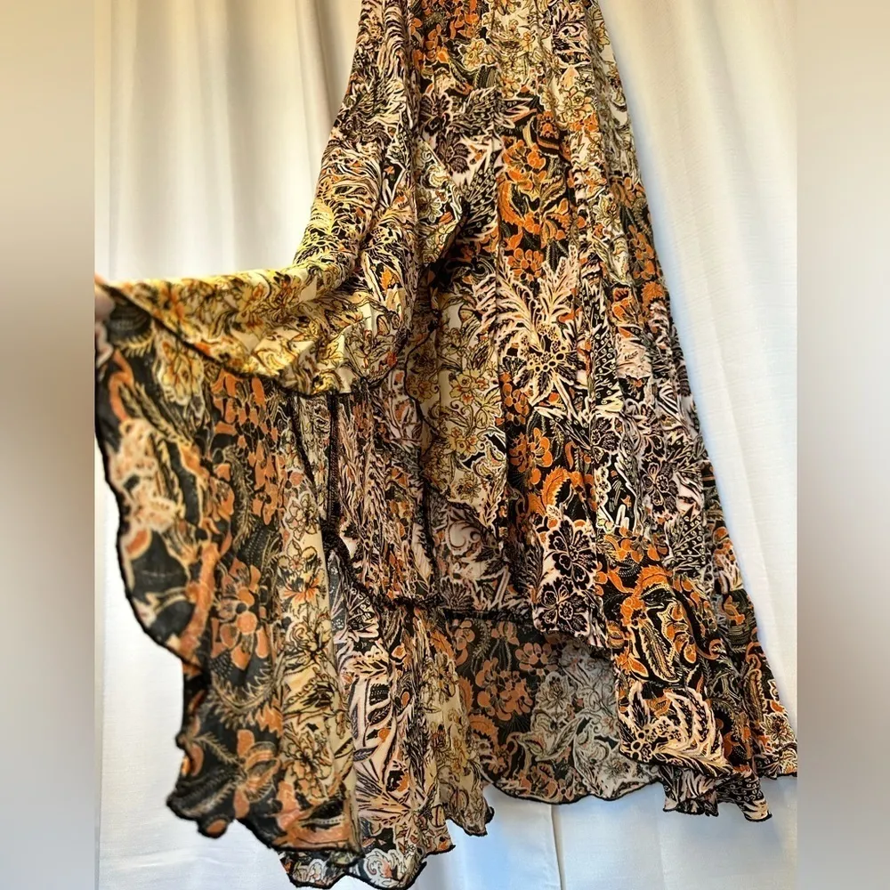 Free People Womens Forever Yours Smocked Slip Dress OB1134491 Orange Boho Floral - Image 4