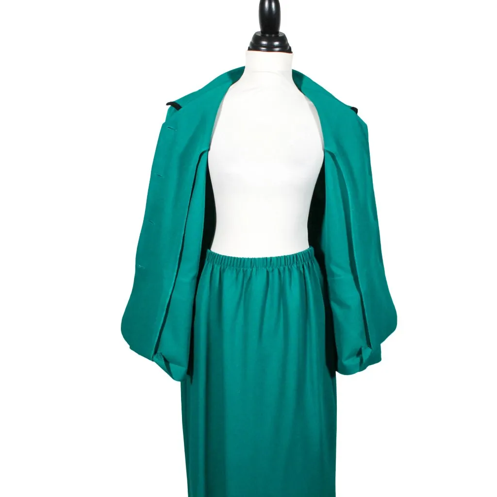 Vintage 1990s Teal & Black Power Skirt Suit Size 14 Nikki Brand Green - Image 3