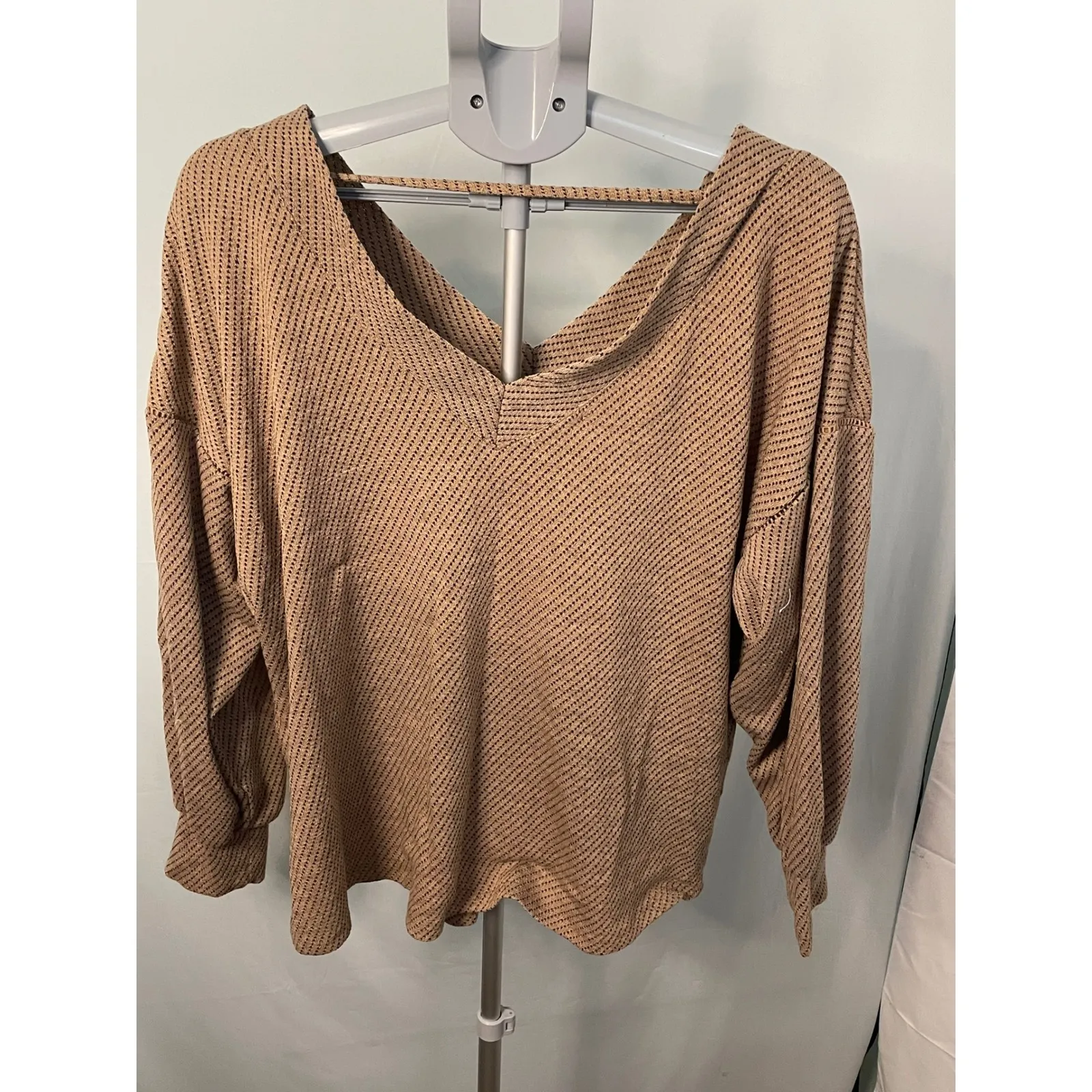 Maurice's XXL Tan‎ V Neck Long Sleeve Waffle Knit Cozy Top Blouse - Image 4