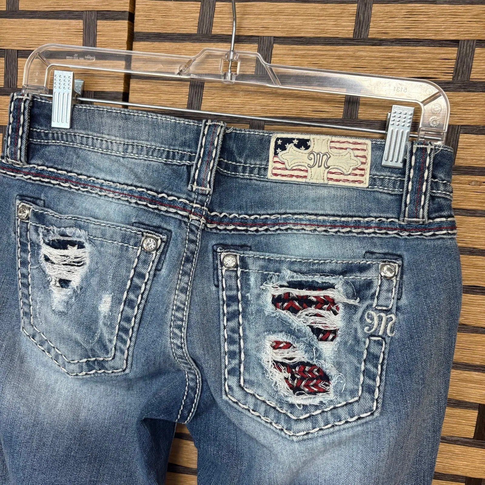 Miss Me American Flag Denim Capri Size 27 Blue - Image 5