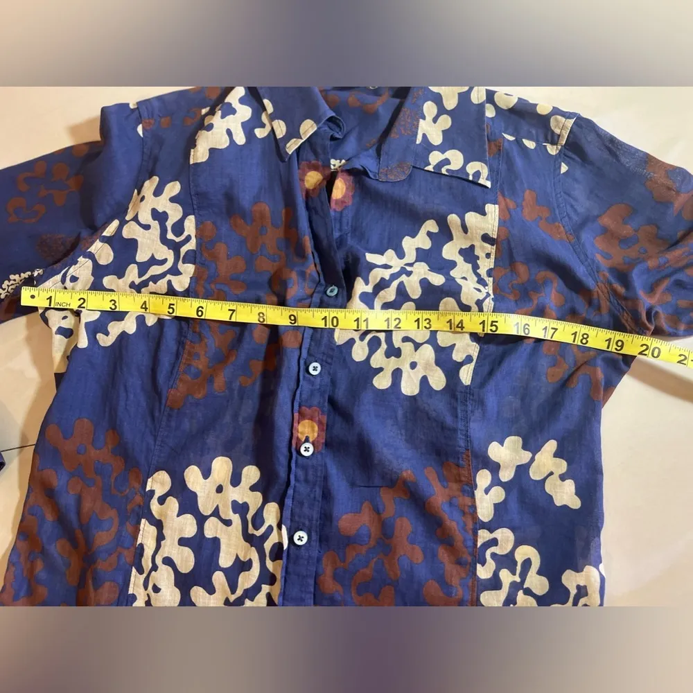 CRAIG TAYLOR BLOUSE Blouse/Shirt Blue Twiggy Brown and White Pop Art Size M Size M - Image 10