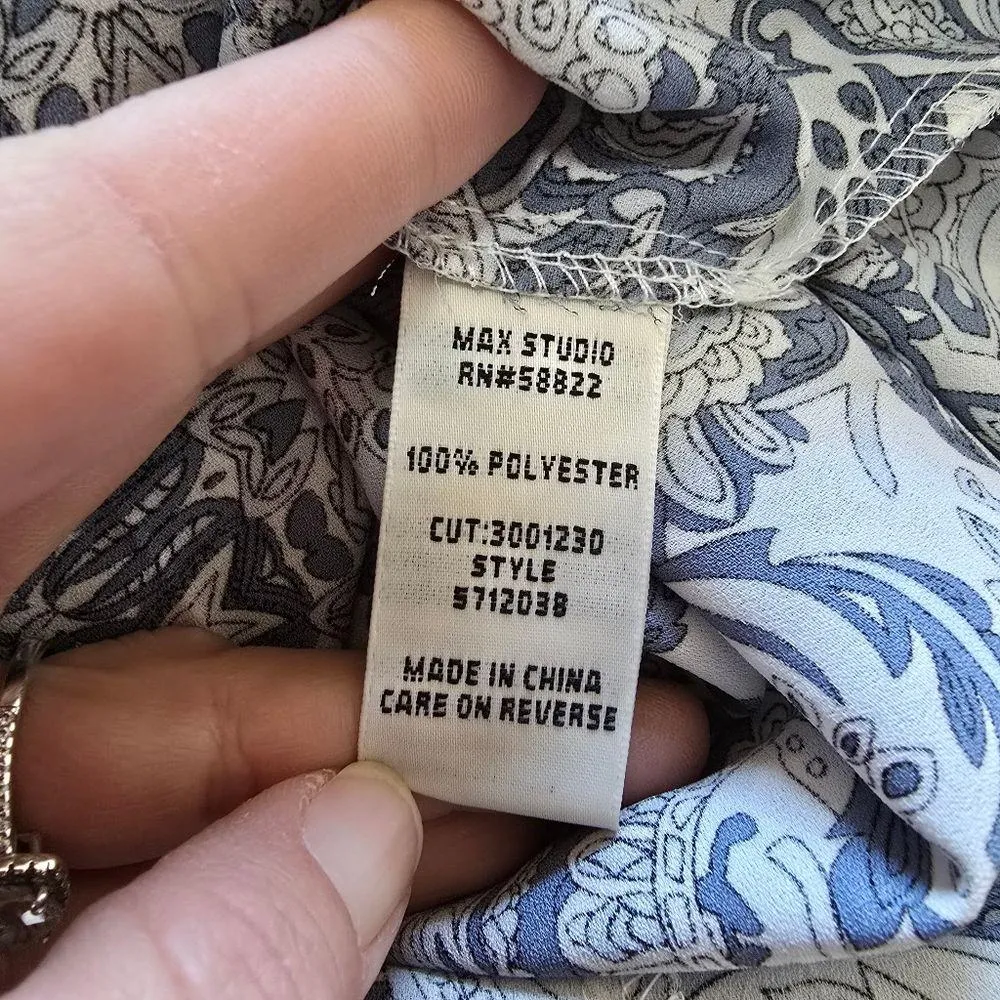 Max Studio Blue & White Paisley Blouse – Size Small - Image 7