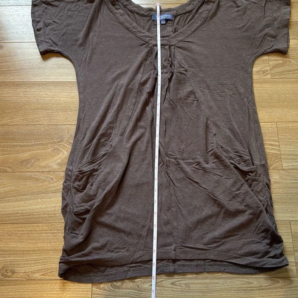 Vivienne tam brown long blouse with pockets size medium - Image 5